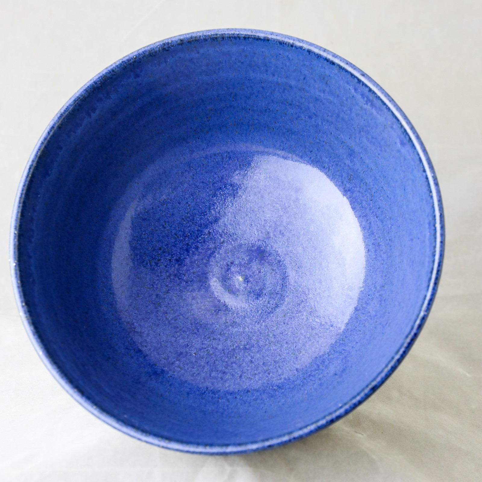 Signed Studio Pottery Bowl Blue Glaze Art Ceramic Wheel Thrown 9” MCM