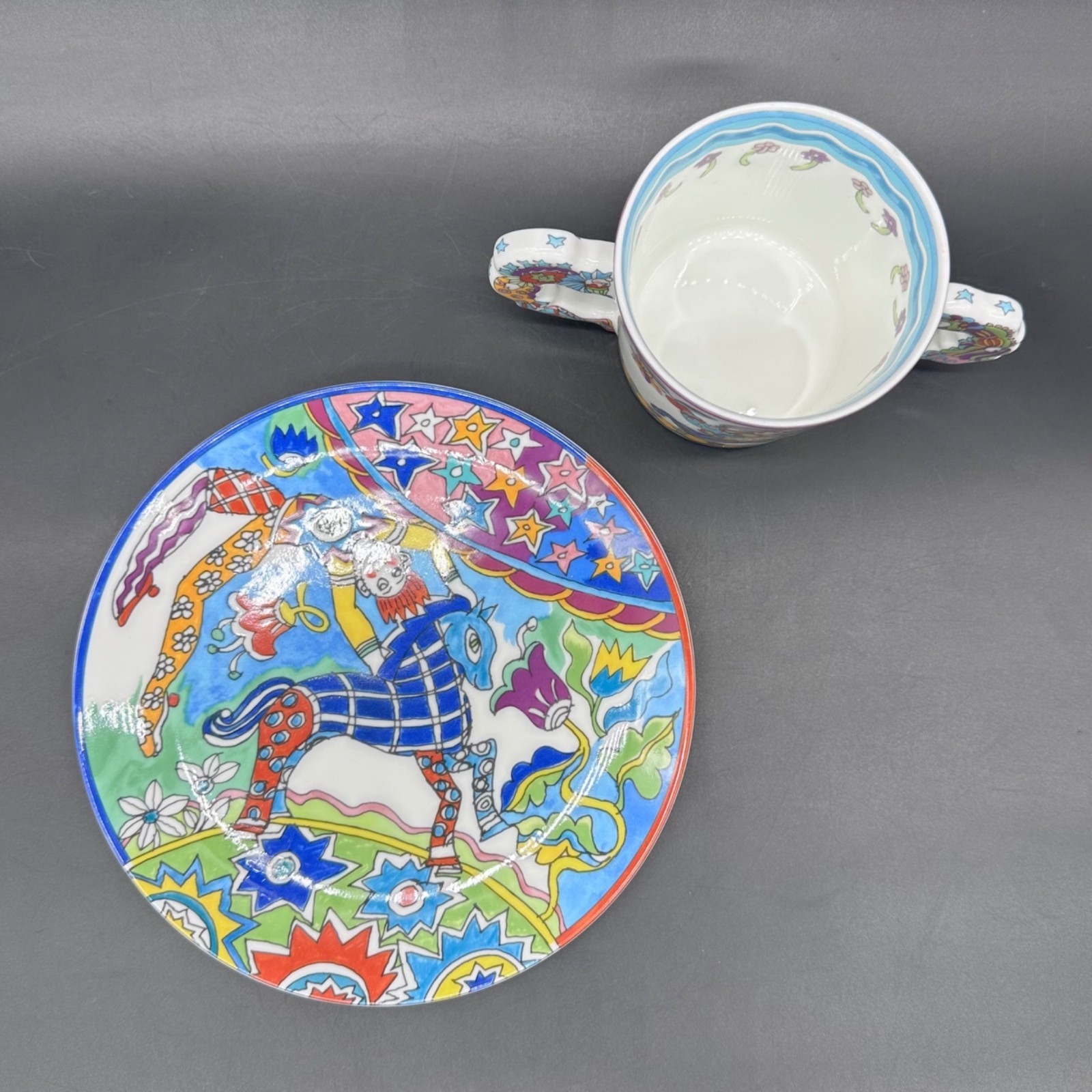 Vintage Tiffany and Co Fantasy Childs Set Cup Plate Gene Moore 1997 Japan Clown