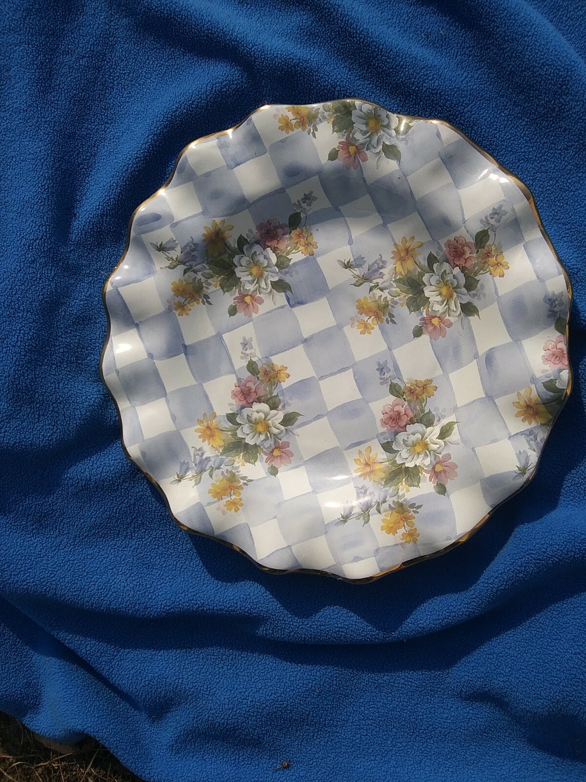 Mackenzie Childs morning glory 11″ DINNER PLATE FLUTED gold MACKENZIE McKenzie