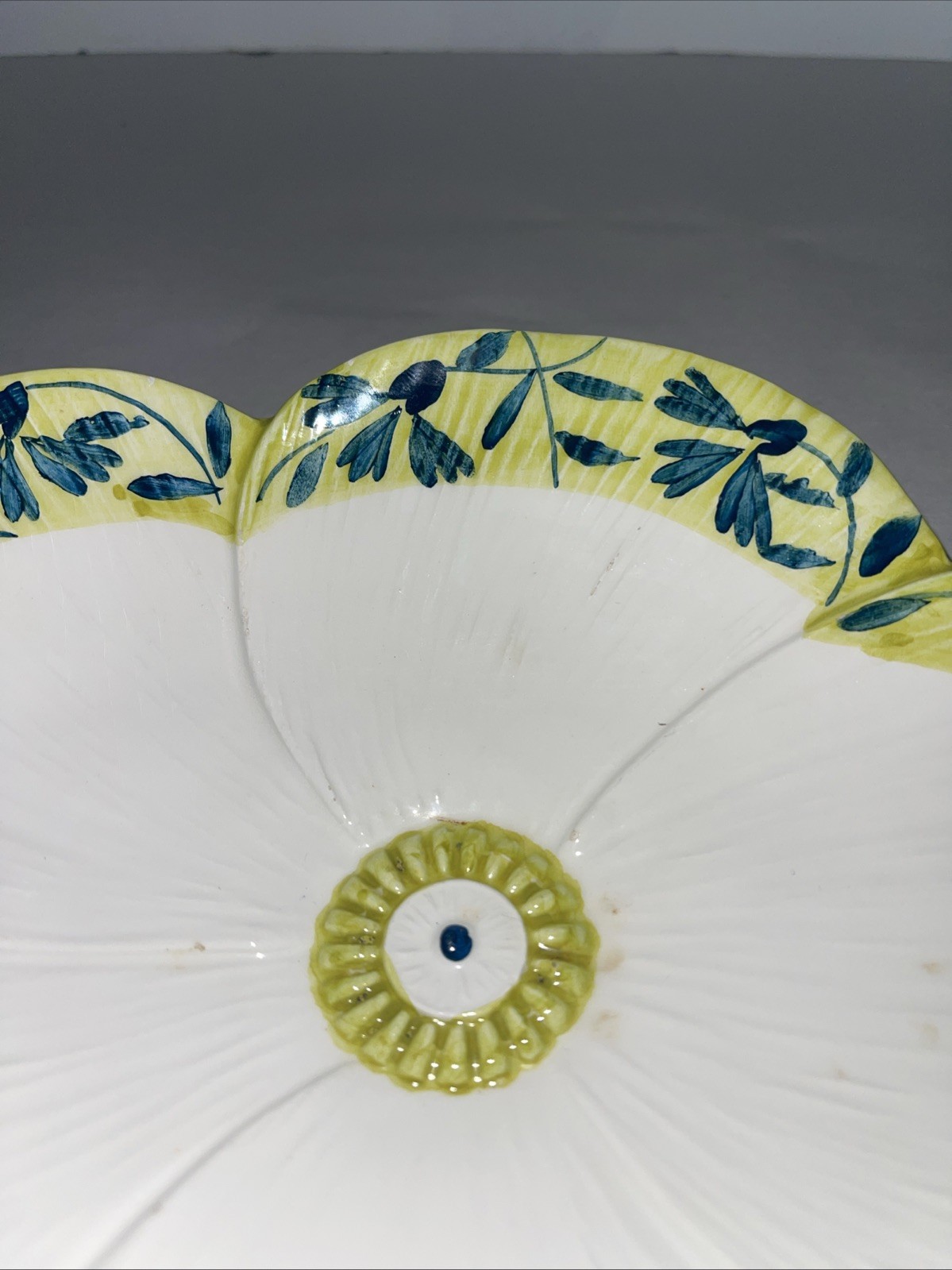 Vintage Italian Pottery Flower Dish Bowl Hand Painted Made in Italy 9.5×6.5”
