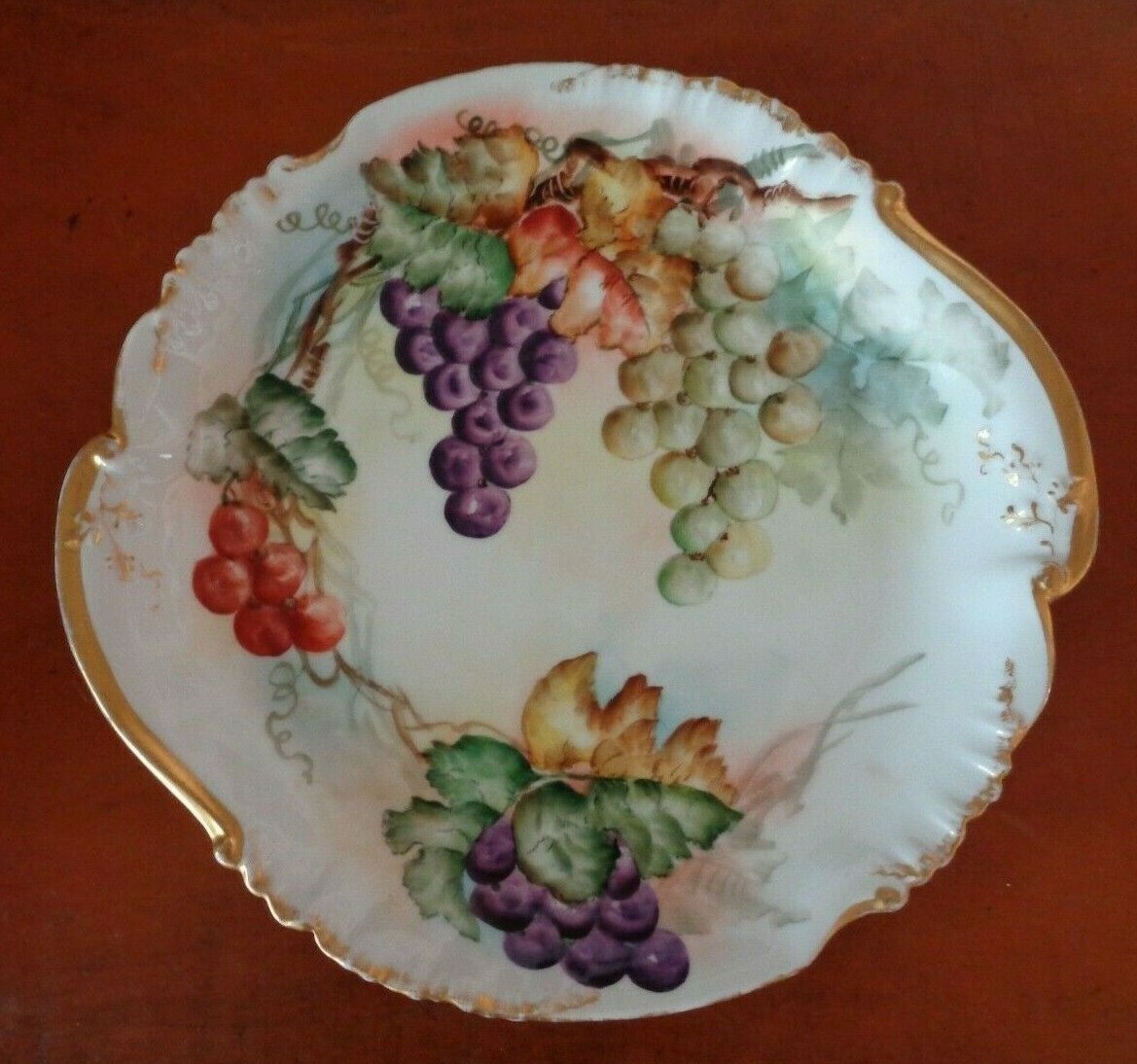 ANTIQUE LIMOGES HAVILAND FRANCE 12″ HAND PAINTED CAKE PLATE PLATTER TRAY, GRAPES