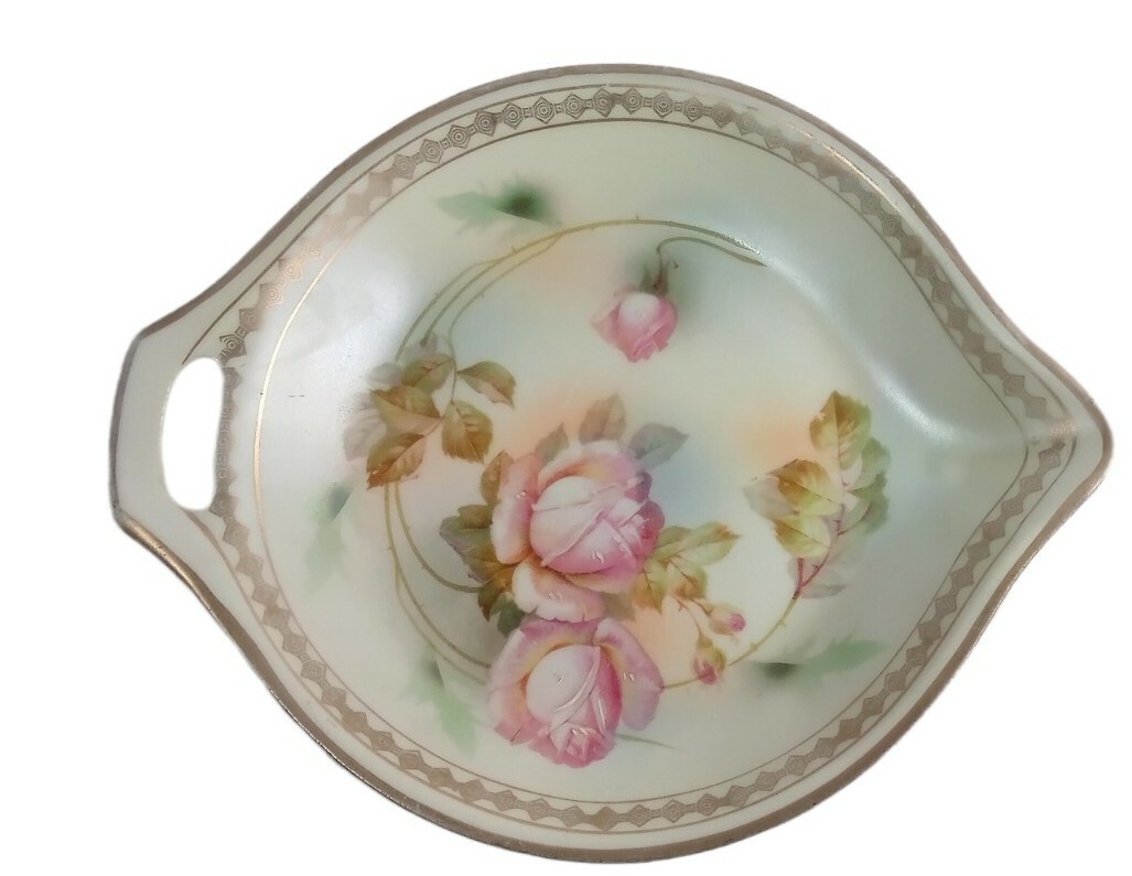 Porcelain Shallow Sauce Dish Pink Roses Germany