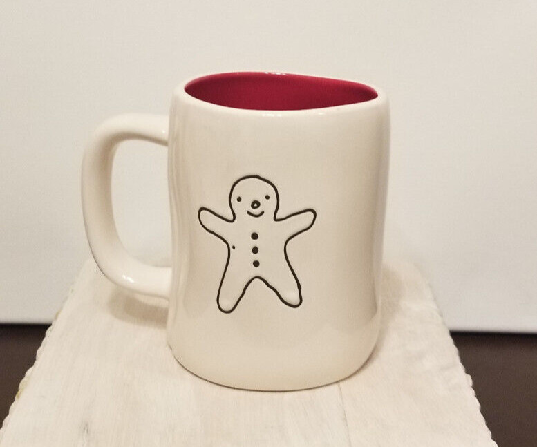 Rae Dunn Christmas Mug “Oh Snap!” Red Interior Gingerbread Man Winter Santa
