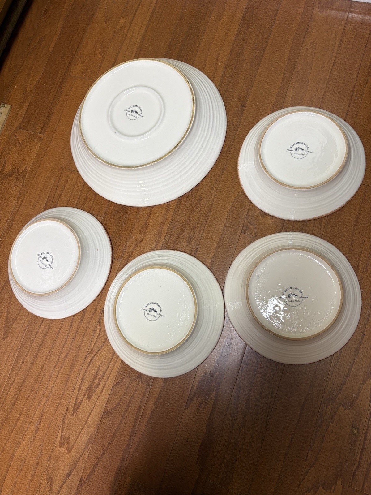 Williams Sonoma Jardin Potager 5 Piece Set- 1 Large Serving 4 Pasta Bowls VTG