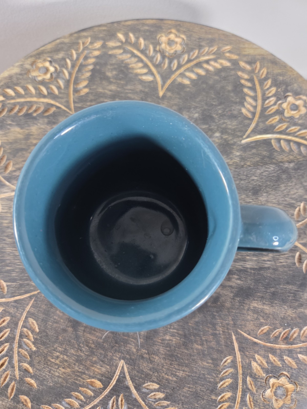 Covered Bridge Onion River Pottery Green Blue Coffee Cup Mug