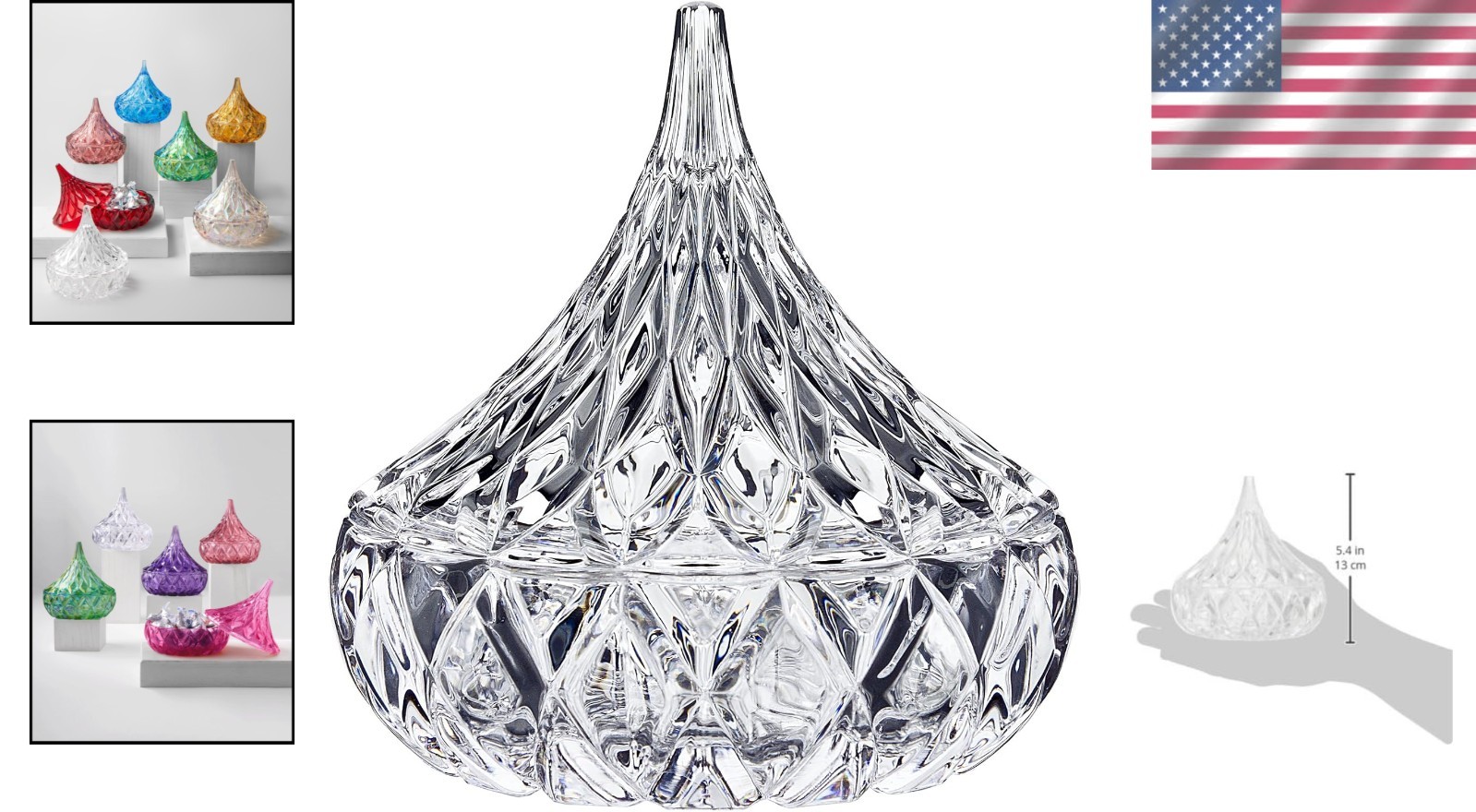 Stunning Hershey’s Kiss Glass Covered Box – Elegant Candy Dispenser Home Decor