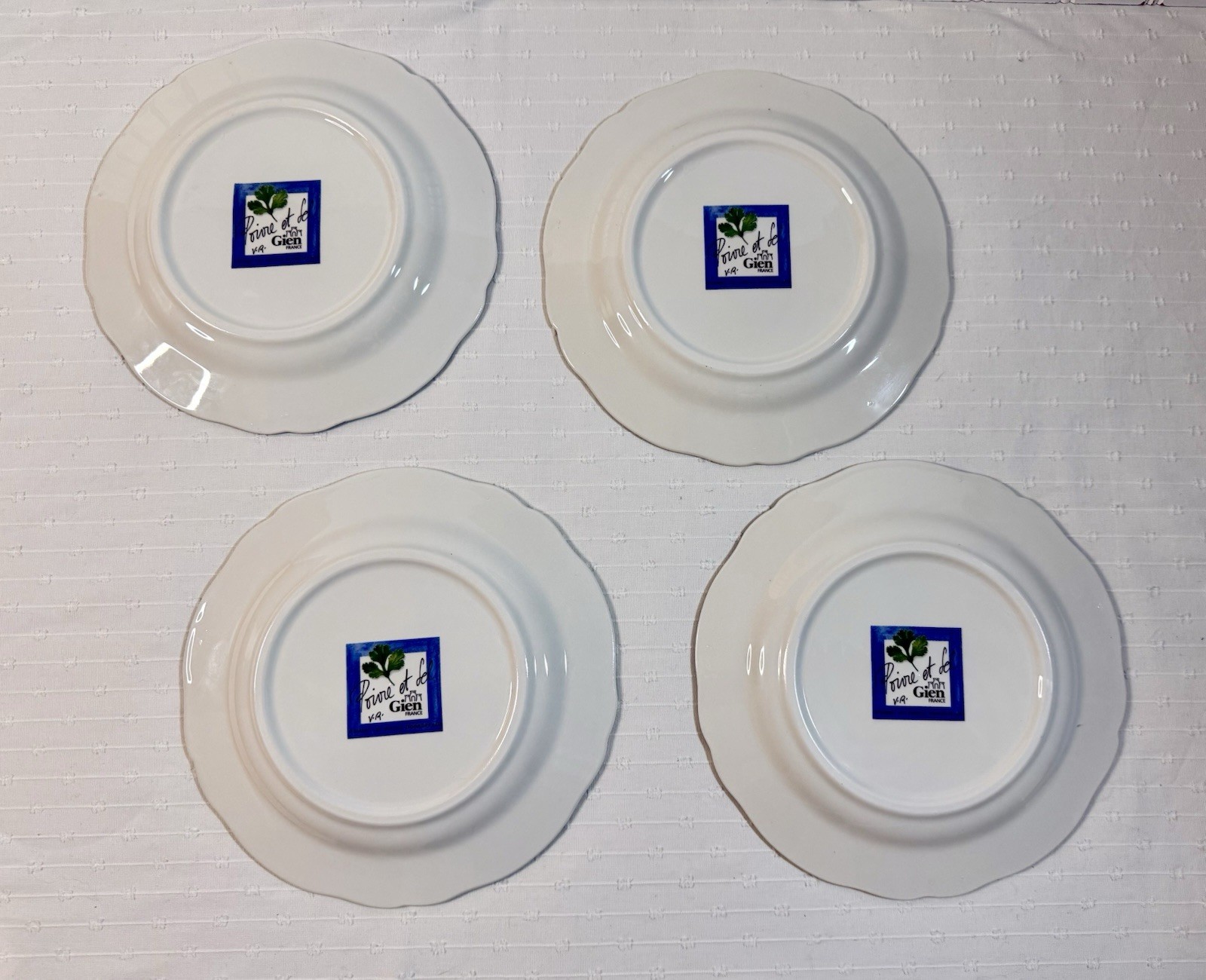 Poivre Et Sel Blue Vint. Set of 4 Salad Plates 8.75″ Faiencerie De Gien France