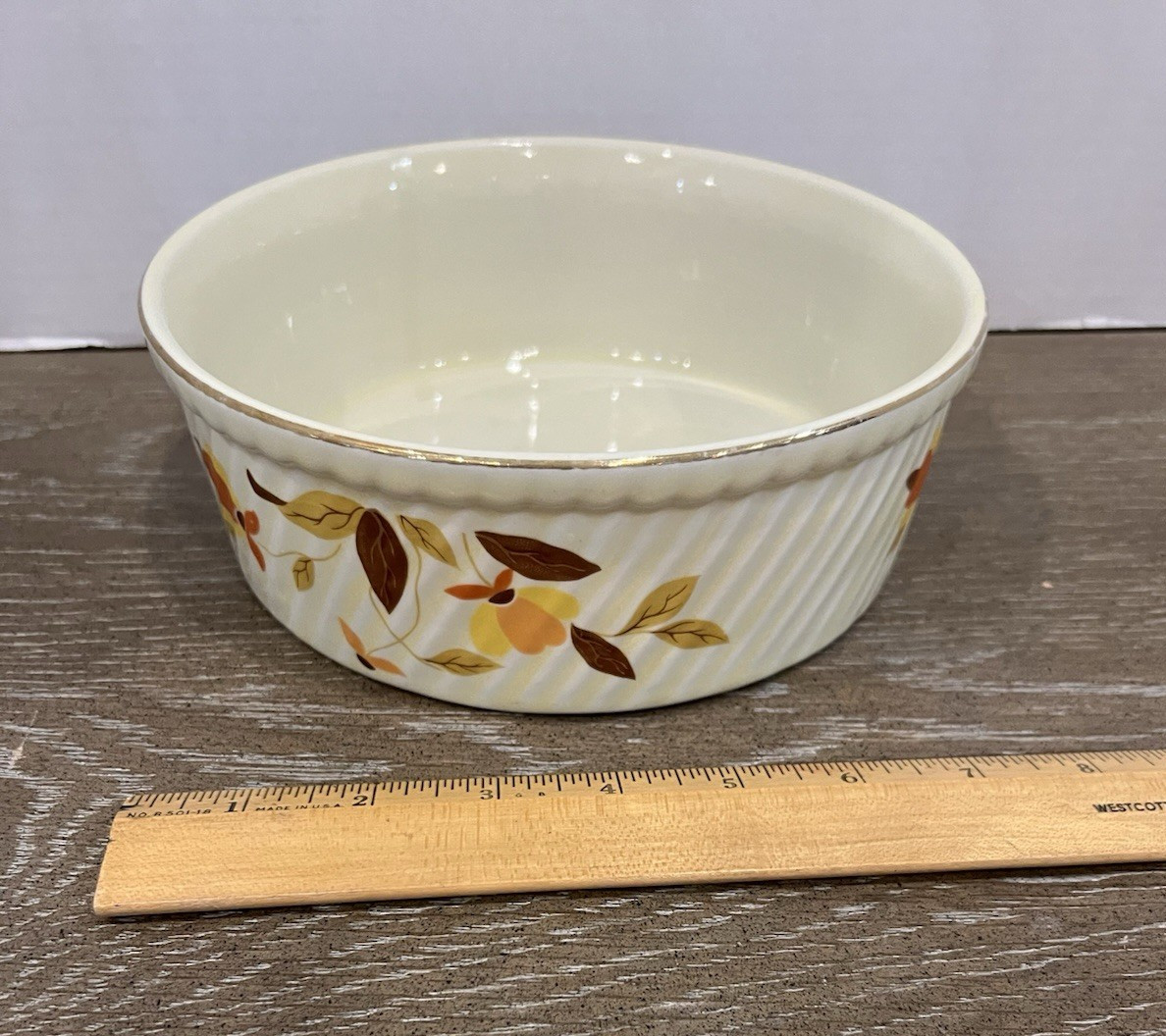 Vtg Hall China Autumn Leaf Jewel Tea Serving/Casserole Dish 7 3/4″ 1950-1959