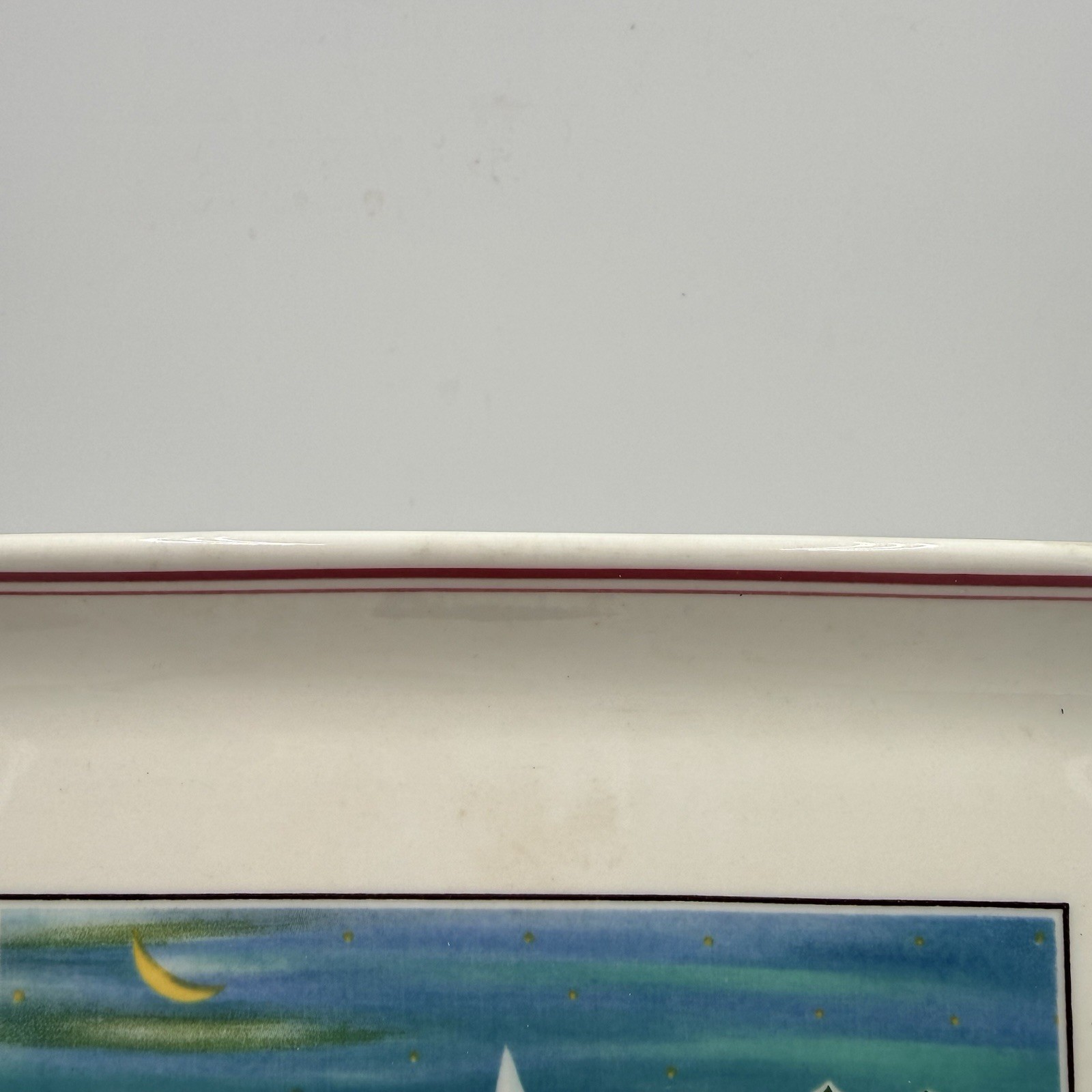 Villeroy & Boch Naif Christmas Square Handled Cake Plate Porcelain Snow Village
