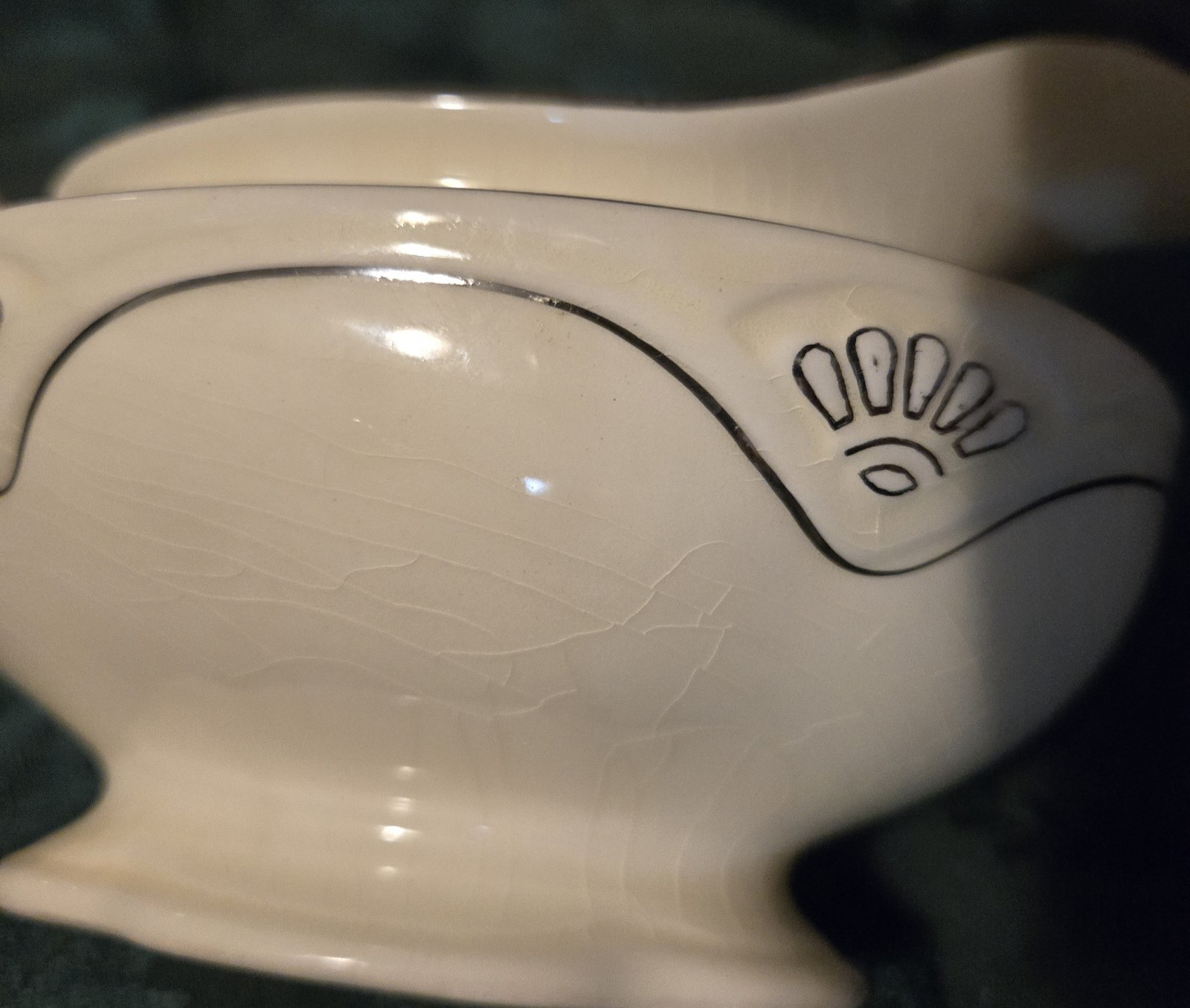Homer Laughlin Marigold Pattern Gravy Boat with Platinum Trim