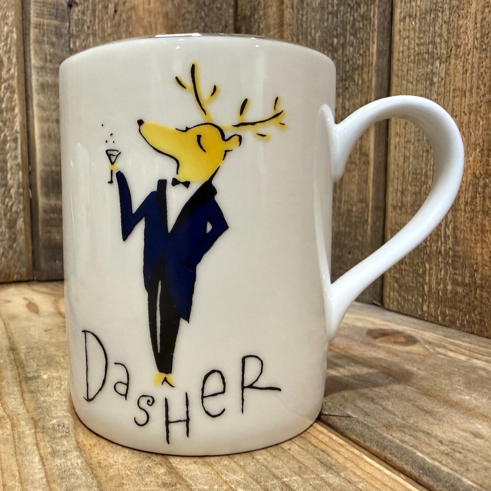 POTTERY BARN VINTAGE REINDEER MUGS – MIXED FULL SET OF 8 ~ HOLIDAY CHRISTMAS