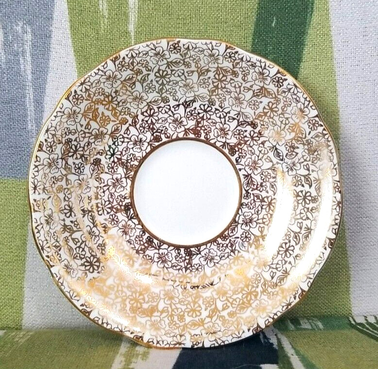Windsor Bone China Tea Cup and Saucer Gold Dogwood Pattern Made In England