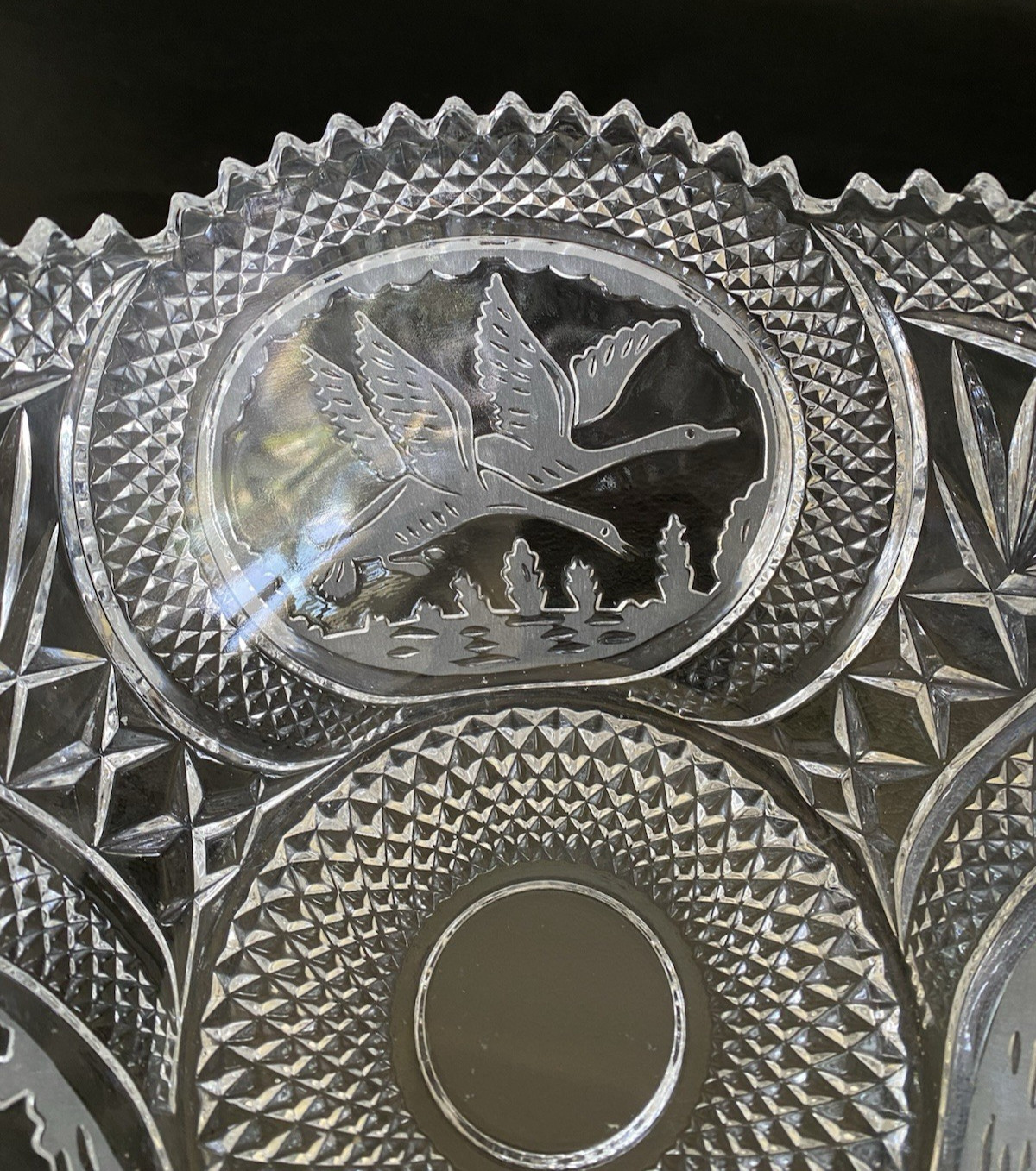 Antique ABP American Brilliant Period Cut Crystal 8.25″ Bowl Saw-Tooth Edge