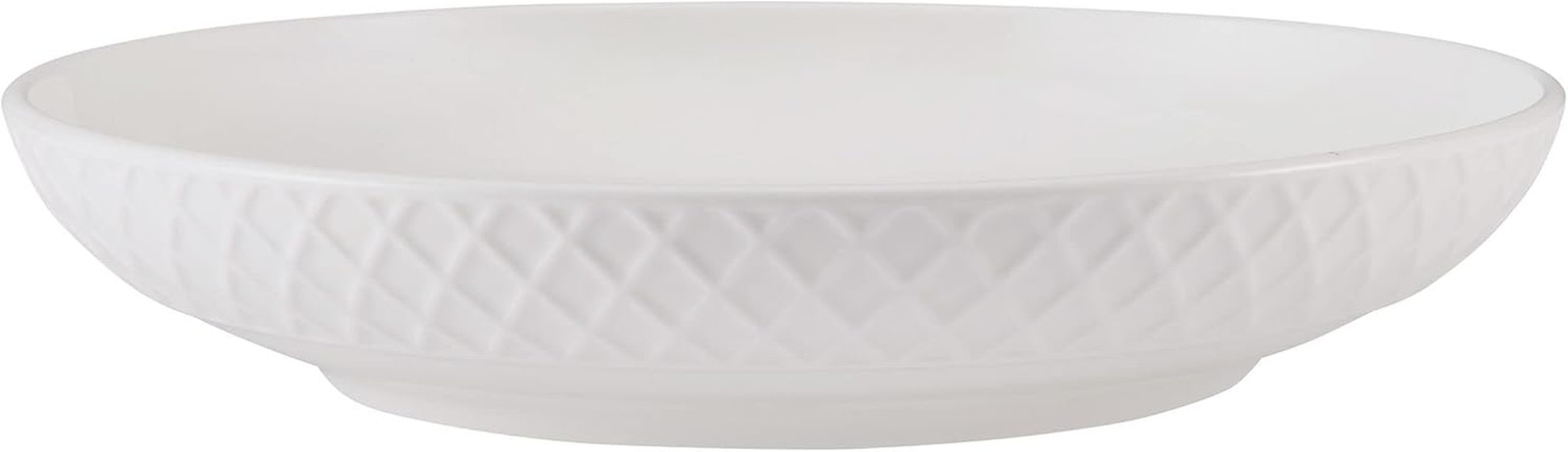 Trellis Bone China 9-Inch Pasta Bowls Set of 4, Lightweight, Chip-Resistant Whit