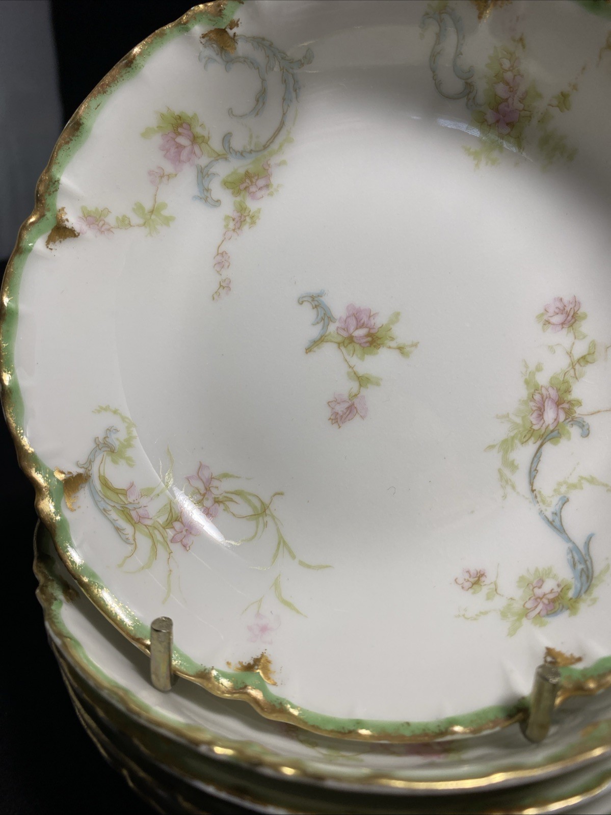 Limoges French Haviland Shabby Chic Dessert Bowls Gold Edge 5” X 5 @53