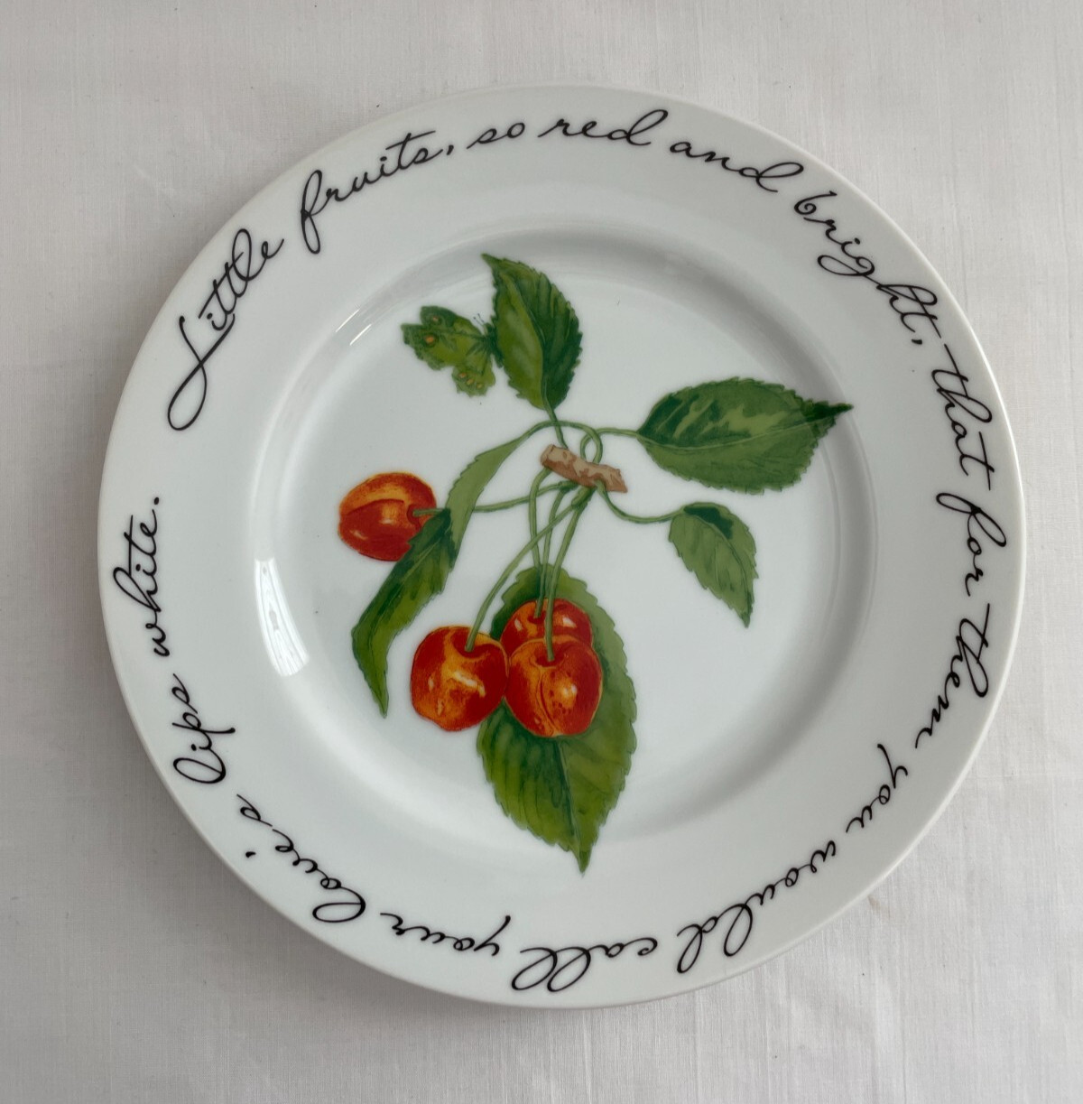 Williams-Sonoma salad dessert Plates set of 4 Orchard Suite whimsical quotes