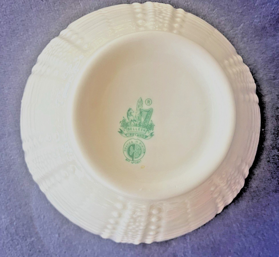 Belleek Green Mark Collectible Shell Pattern Open Sugar Bowl