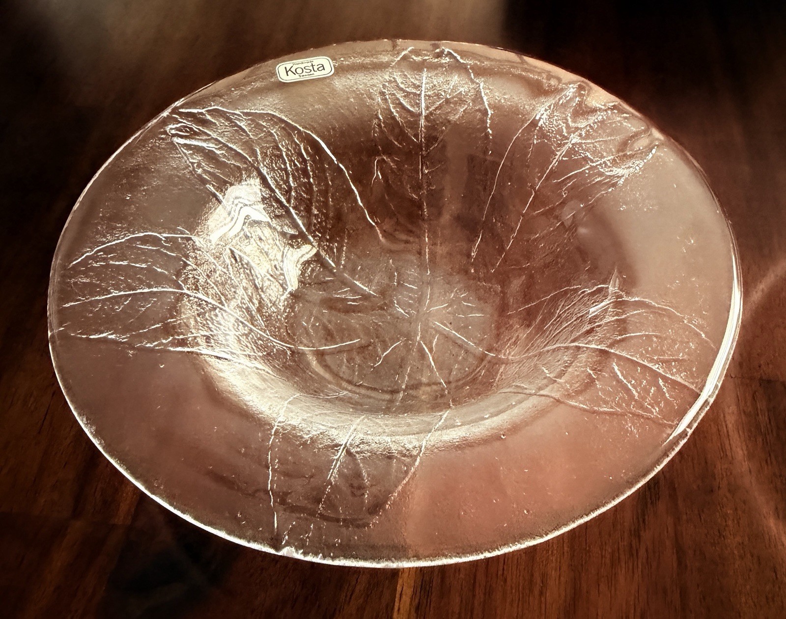 MINT Vtg KOSTA Sweden PARTY Leaf Grapefruit Bowls Set of 2 EUC Silver Stickers