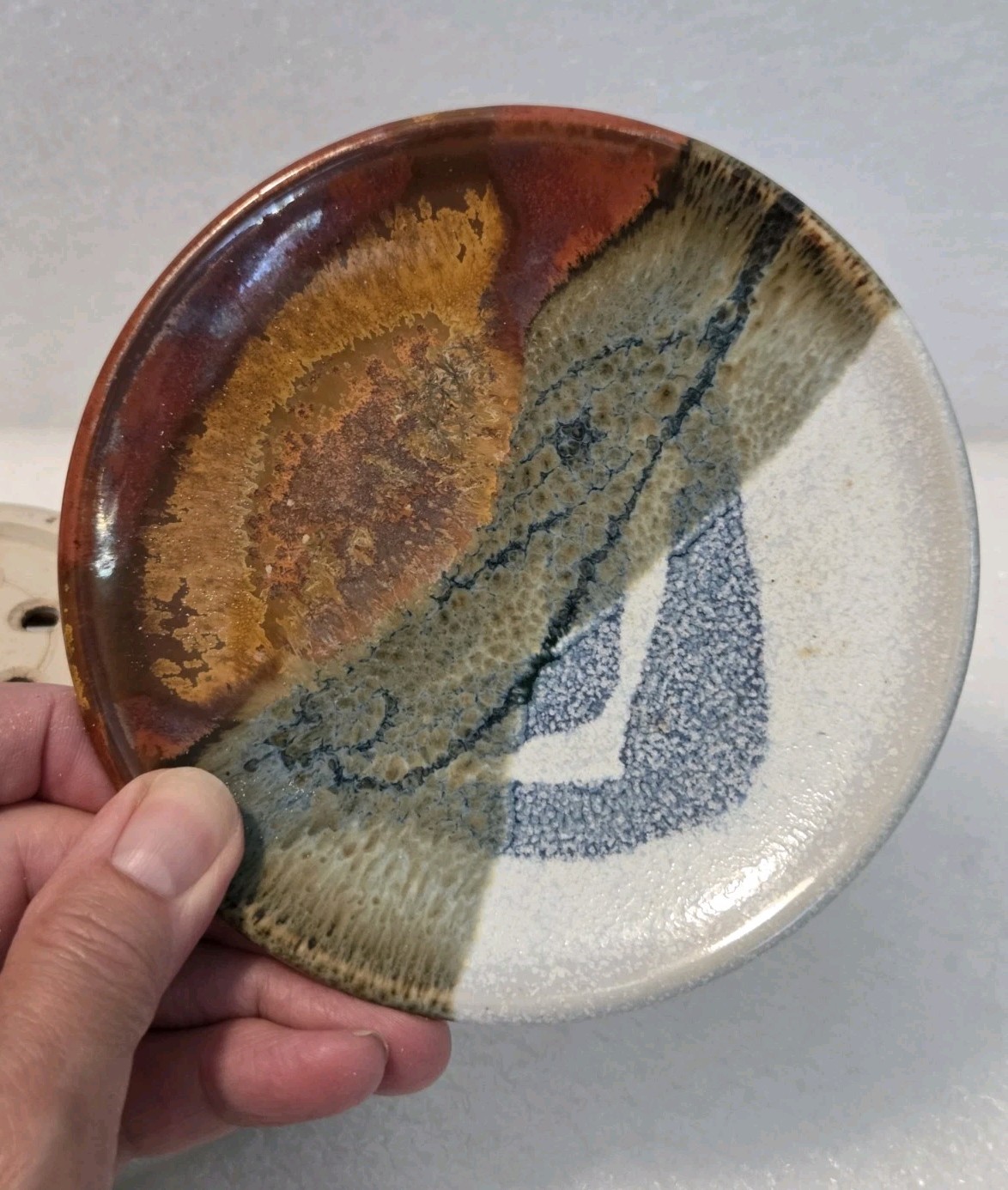 Hand Thrown Pottery Earth Tones Colander Berry Bowl Strainer & Under Plate 5.5″