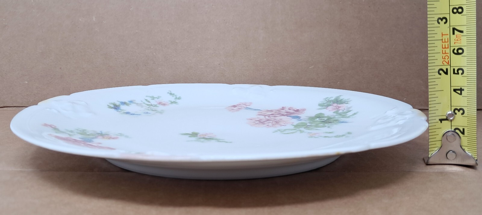 Limoges France LDBC 9″ plate Lanternier handpainted Pink & Blue Florals