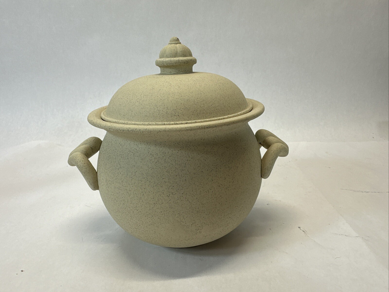 Unbranded Set Of Three Ceramic Bean Pots With Lids Fired But Not Glazed