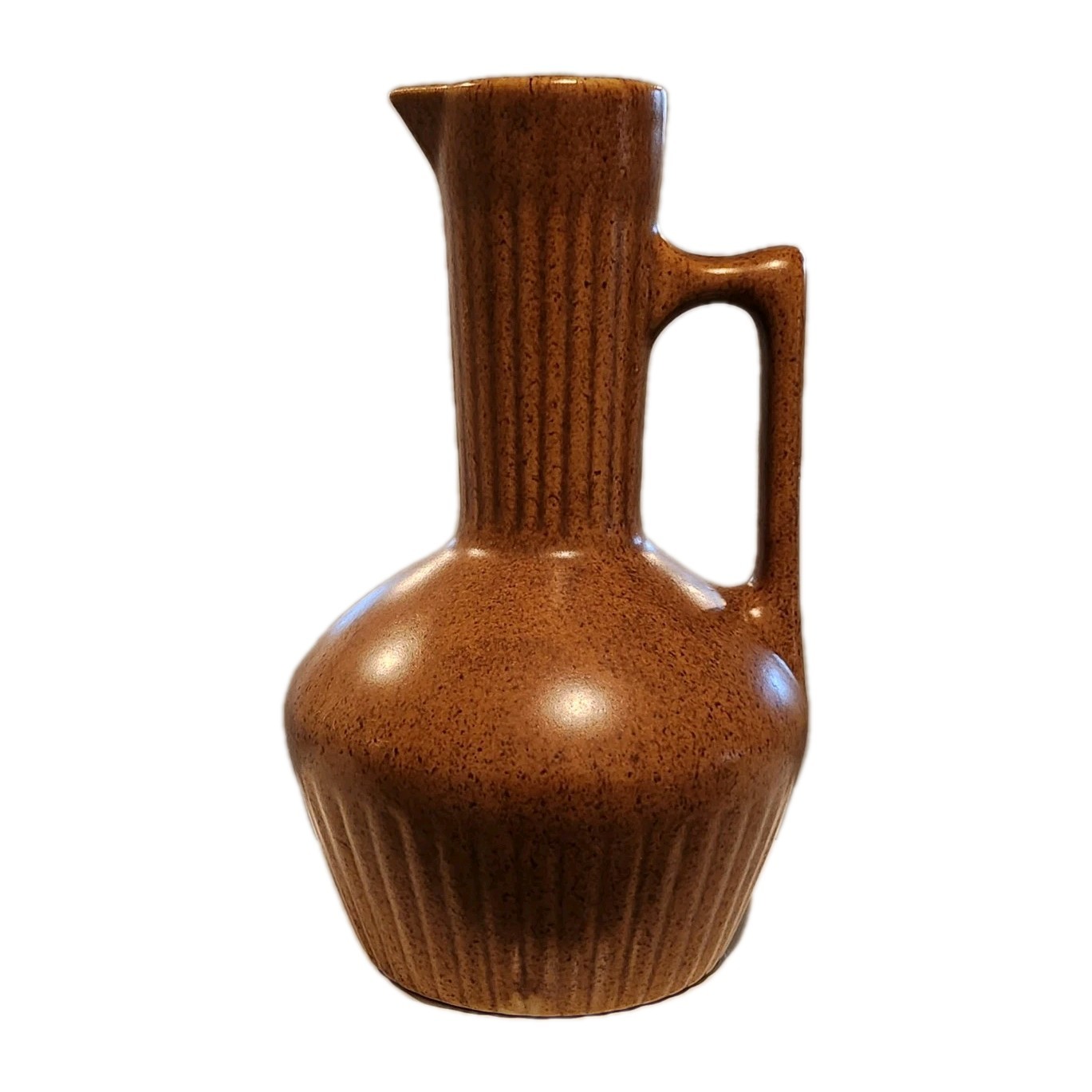 Vintage Monmouth Pottery Western Stoneware Ribbed Pitcher Farmhouse Cottagecore