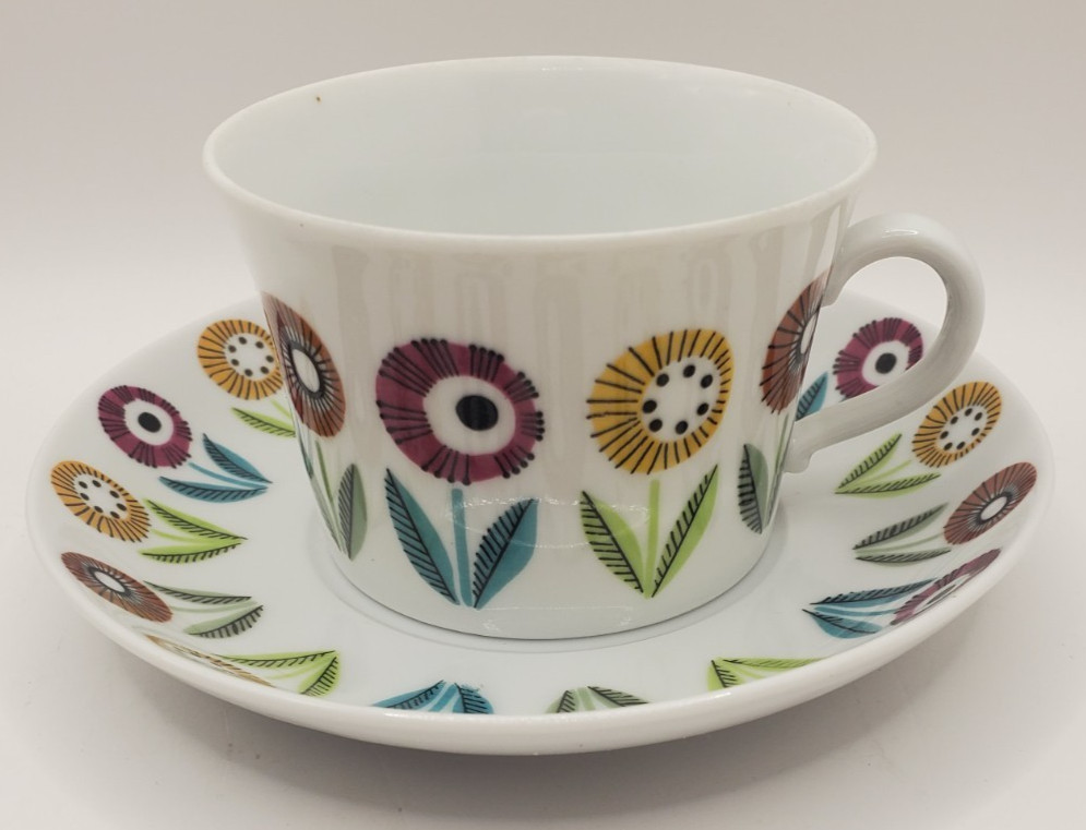 MCM Eva Blahd Bellis Karlskrona Cup & Saucer 1959 Beautiful Set