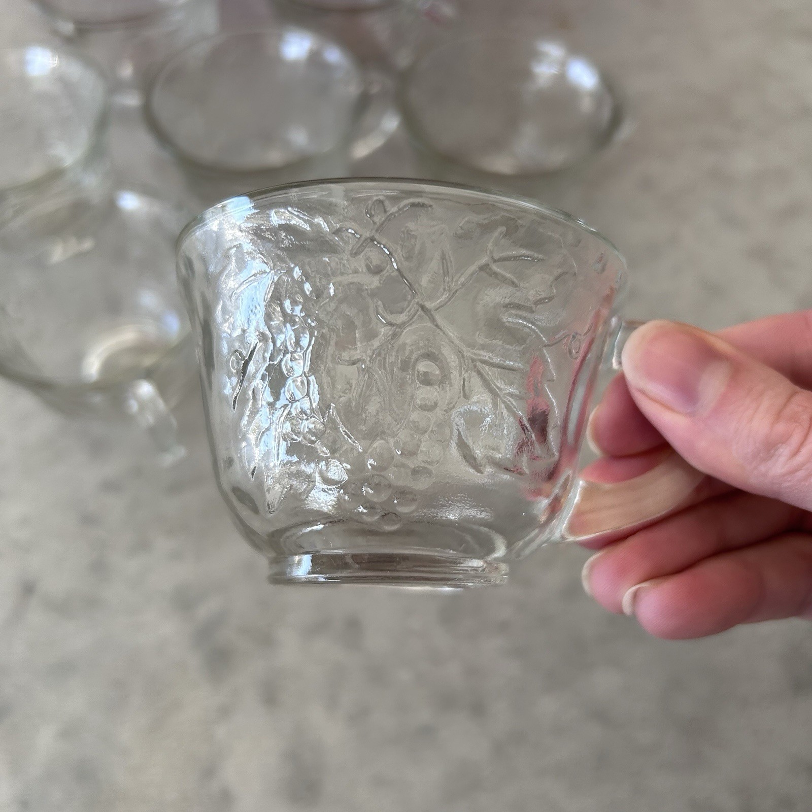 Vintage Indiana Glass Grapes Celebration Punch Bowl Cups Set In Box #5354