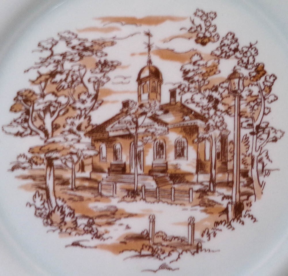 (4) Limoges-American Old Virginia Rust Courthouse Bread Appetizer Side Plates