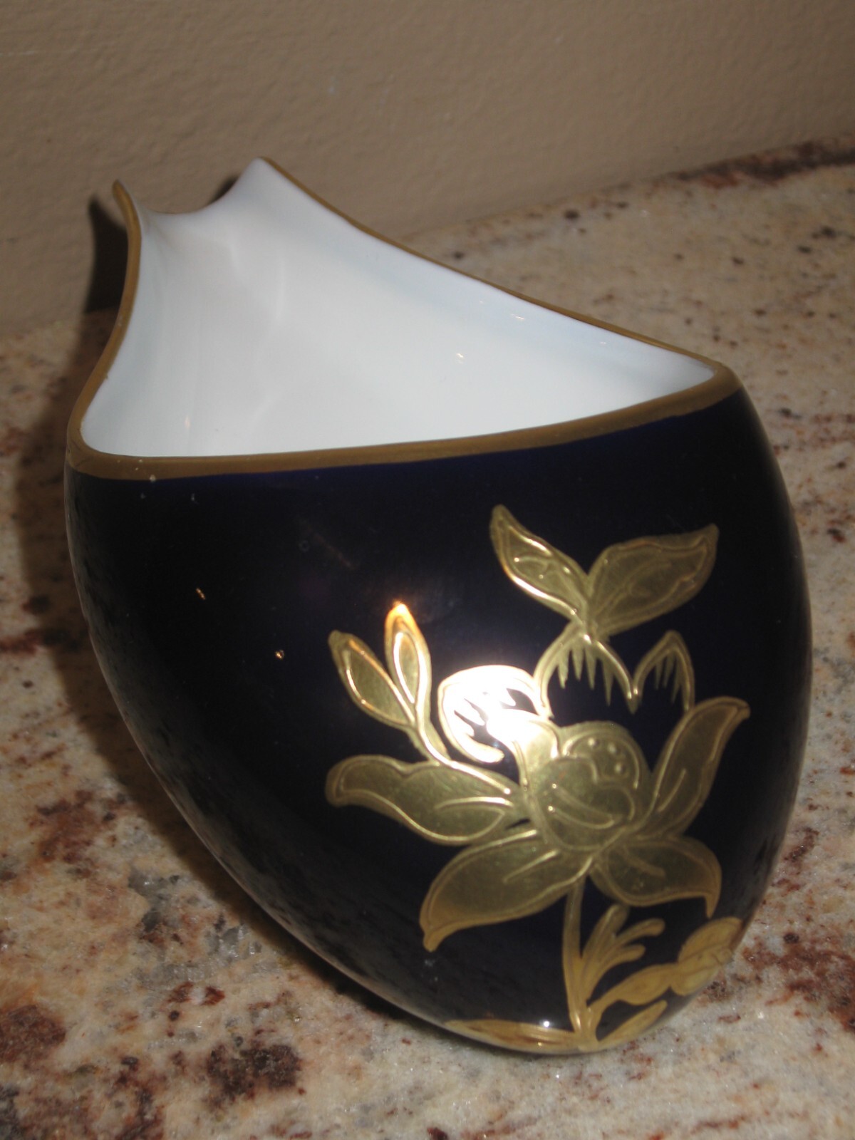 ECHT KOBALT JLMENAU COBALT BLUE GOLD FLORAL DESIGN GERMANY SPOONREST
