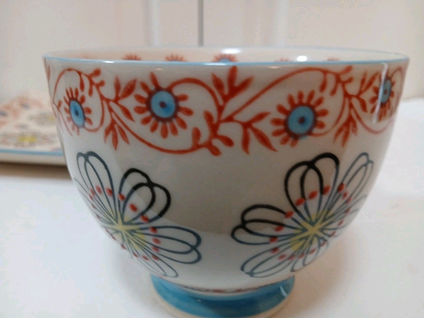 New Yokohama Studio Mug Plate/Saucer Hand Painted Lt Blue Yellow Raised Design