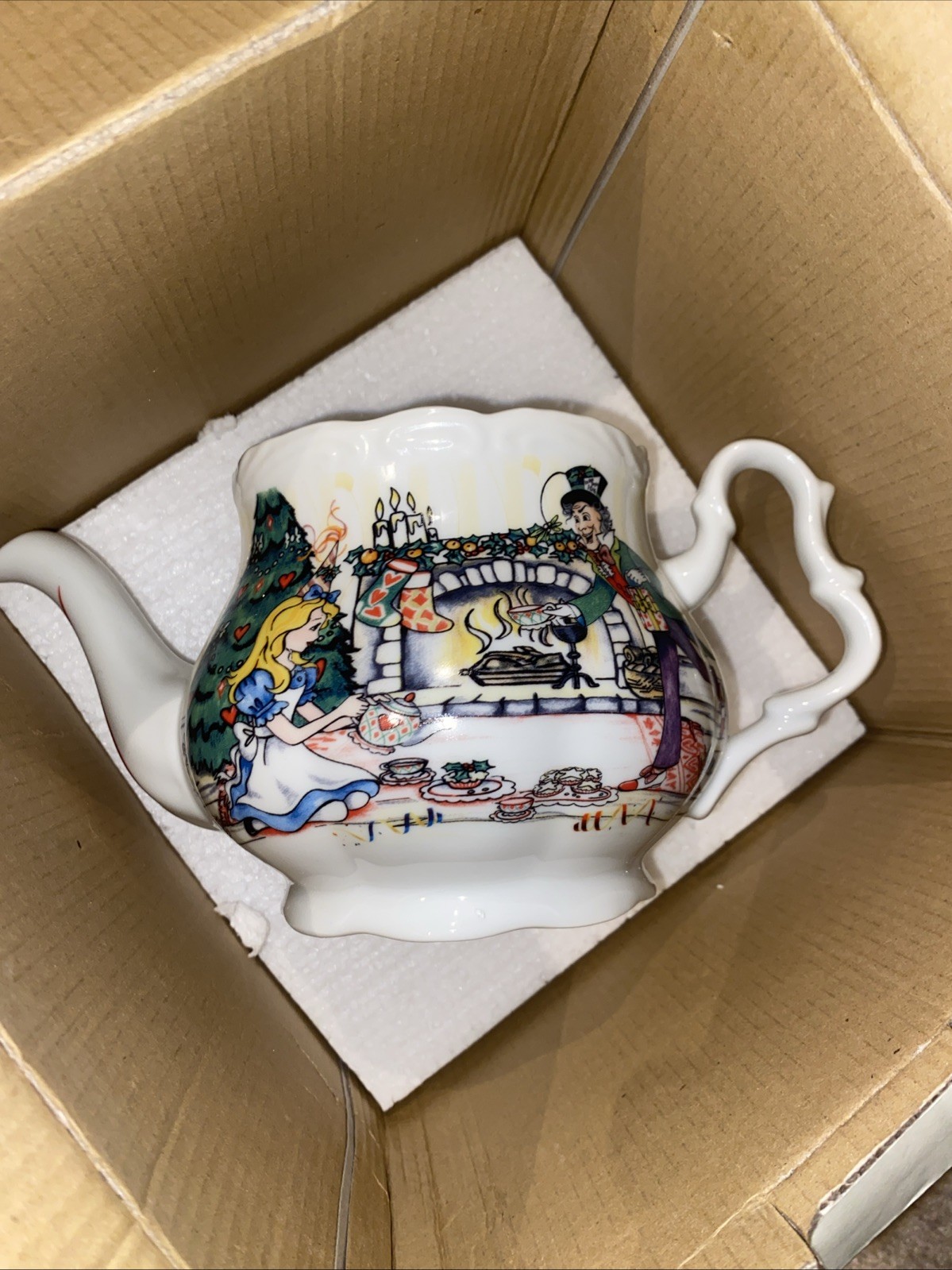 Alice in Wonderland Christmas Tea Party Teapot by Paul Cardew Tweedle Dee Lid