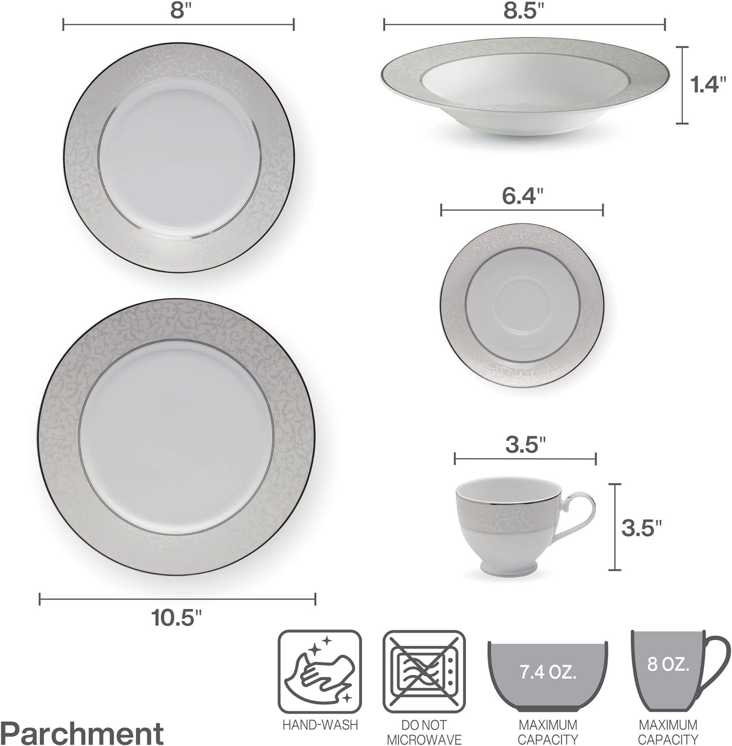 Mikasa Parchment 40 Pc Porcelain Dinnerware Set Service for 8