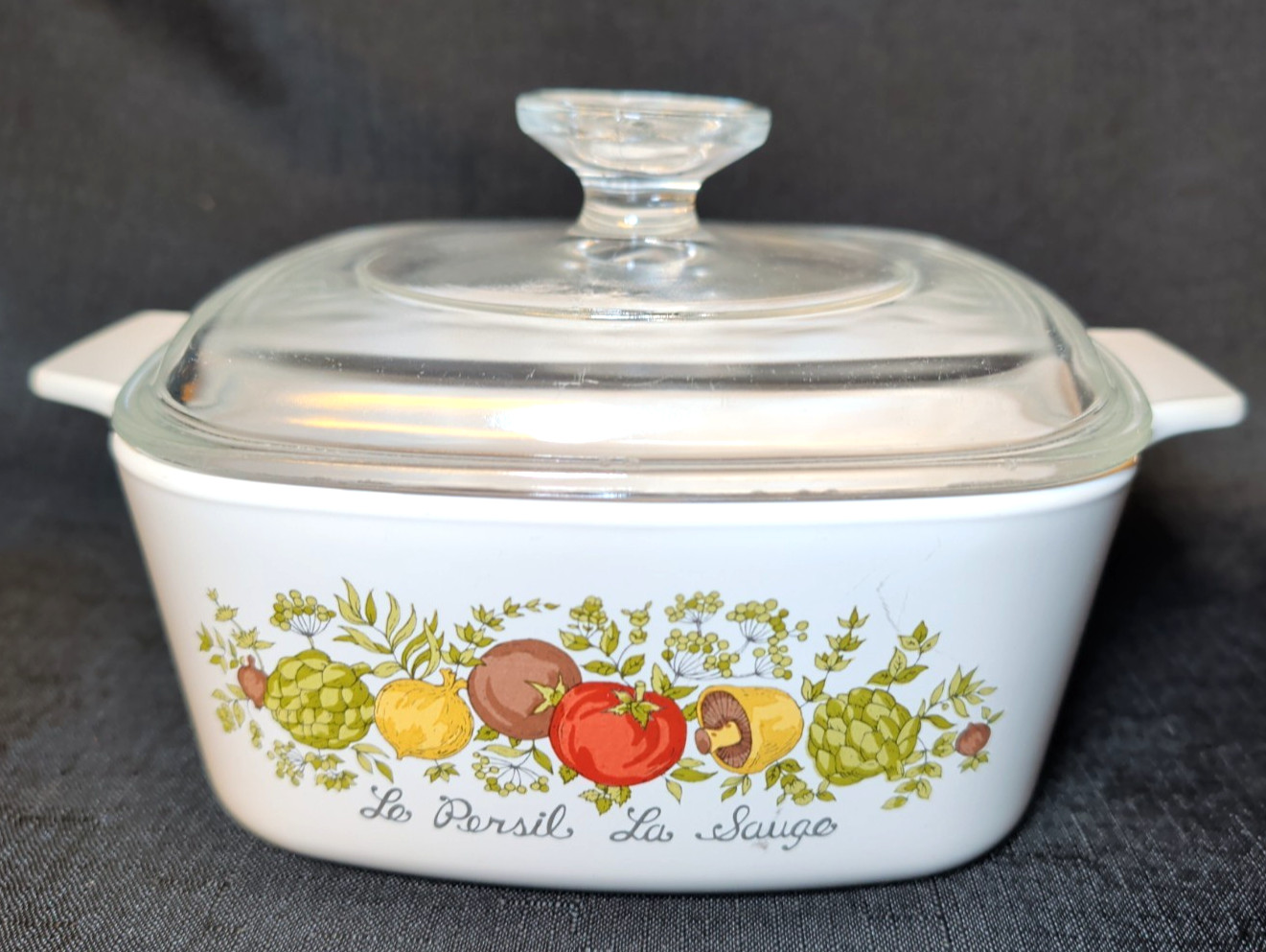 Vintage Corning Ware A-1 1/2-B Le Persil La Sauge Spice of Life 1.5 Qt w/Lid USA