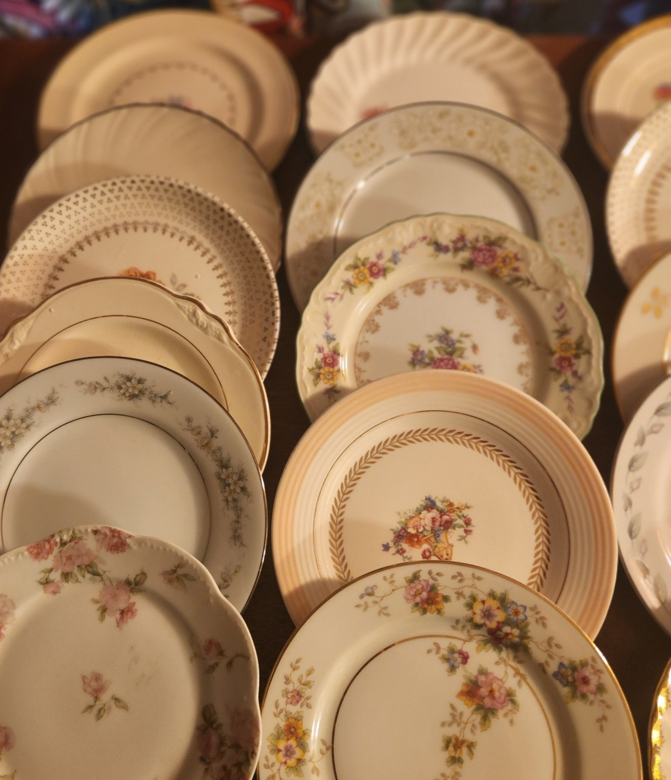 16 Vtg Mismatched China dessert Plates Plate Set Mixed Floral Wedding Shower L