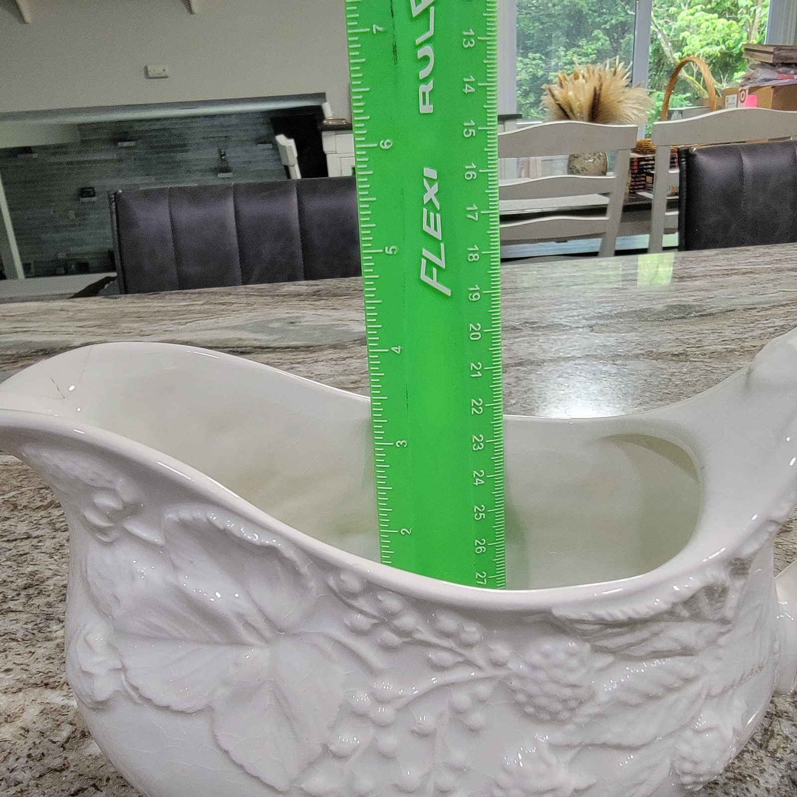 Vintage White Ceramic Grape Vine Gravy Boat Sauce Server Italy? Repair