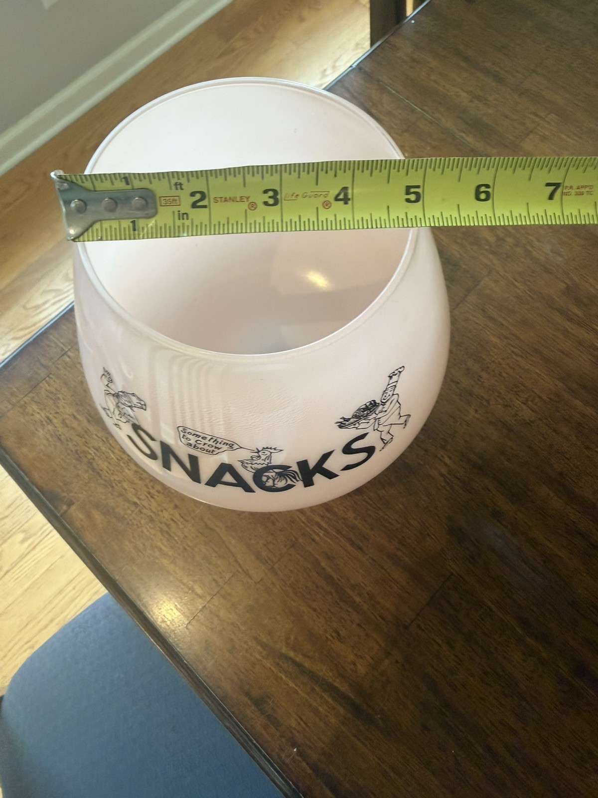 VTG Pink Frosted Glass SNACKS Pedestal Bowl Party Snack Dish West Virginia Glass