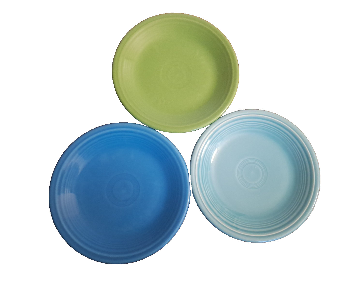 Fiesta 7.25″ Salad Plates Set of 3 Shamrock Peacock Turquoise Homer Laughlin USA