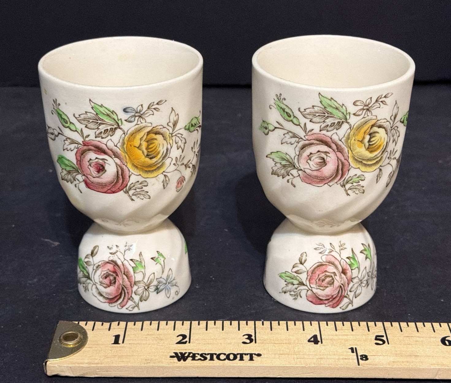 Vintage Johnson Bros Brothers Sheraton Set of 2 Double Egg Cups England