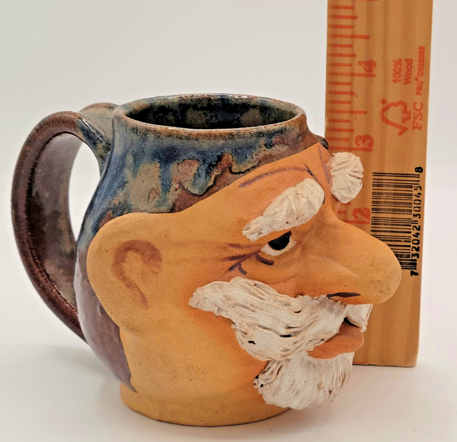 Stoneware Funny Ugly Face Old Man HANDMADE 3D MUG Pottery Art Anthropomorphic