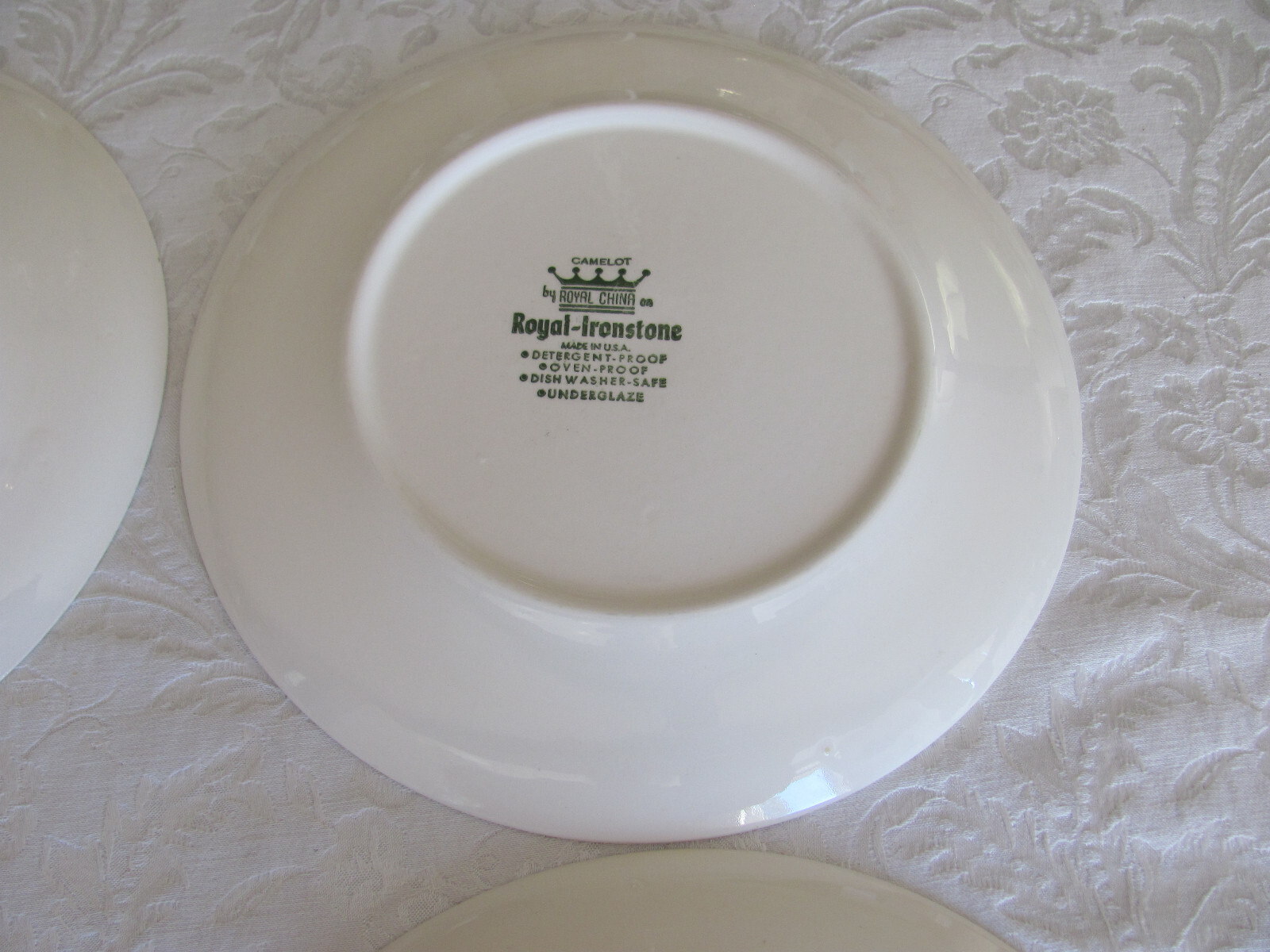 Royal China Ironstone Camelot -Blue & Green-USA- 10 1/8″ Dinner Plates-Set of 4