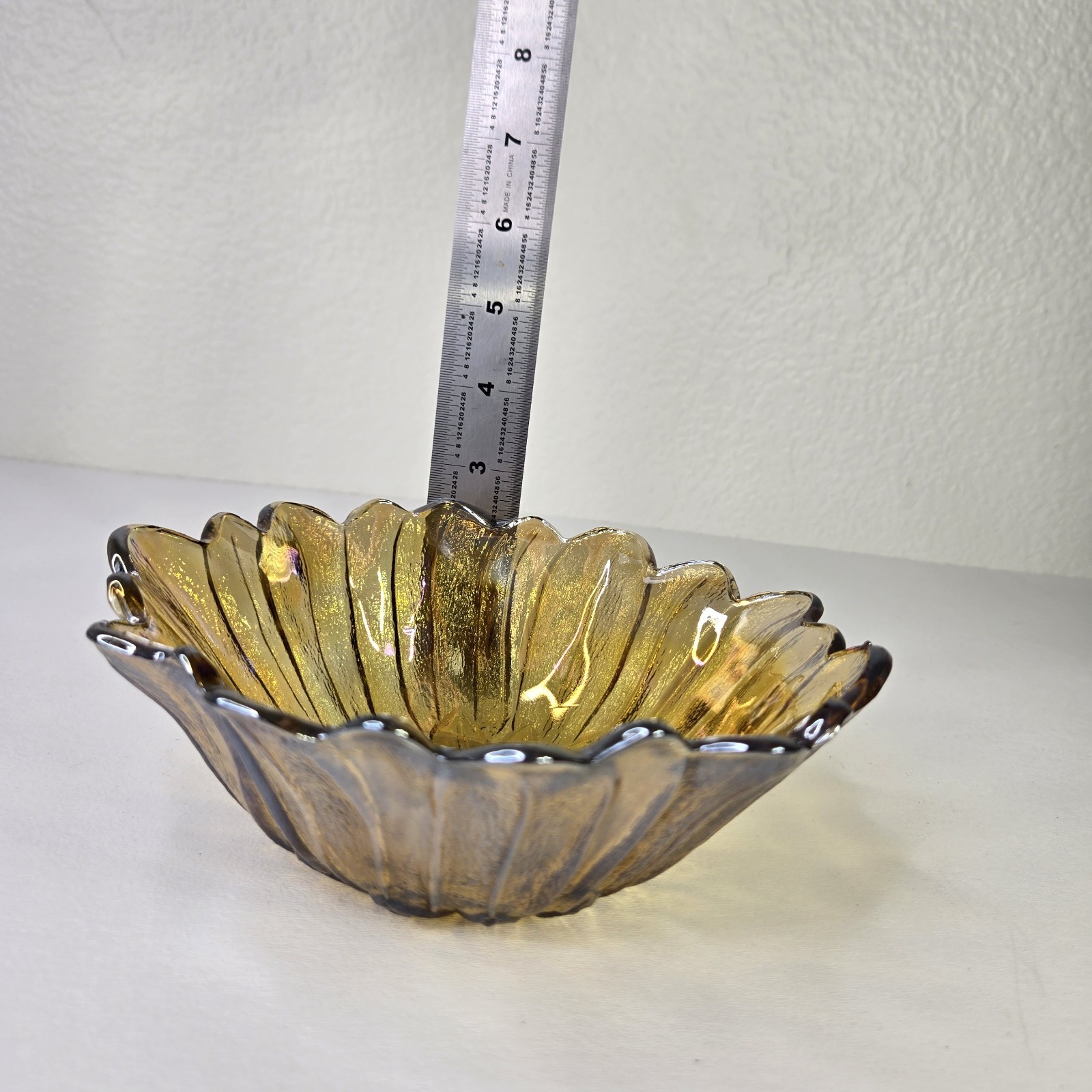 Vintage Indiana Iridescent Carnival Glass Marigold Sunflower Candy/Trinket Dish