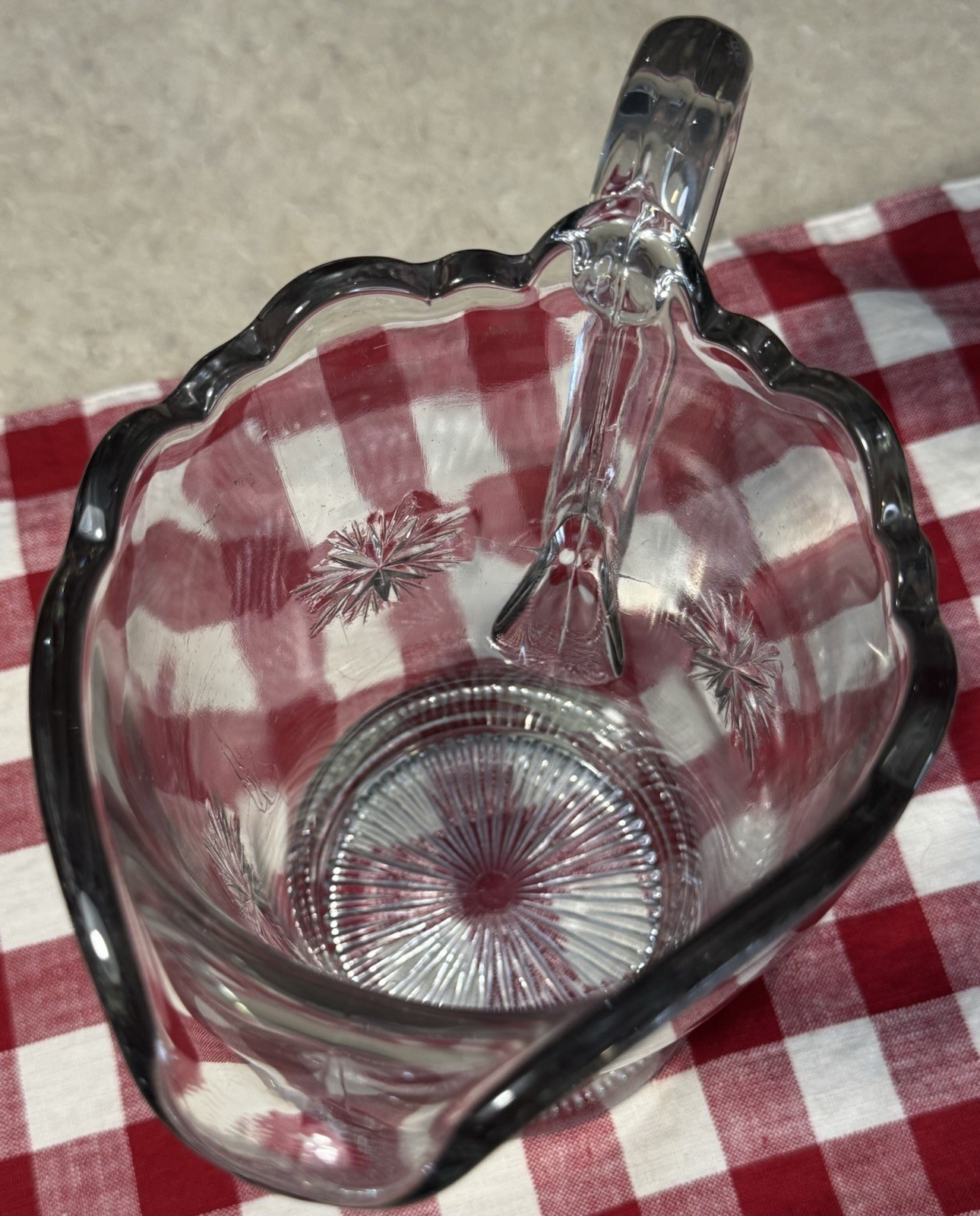 Early American Pattern Glass Pitcher – Bethlehem Star Pattern – Indiana Glass