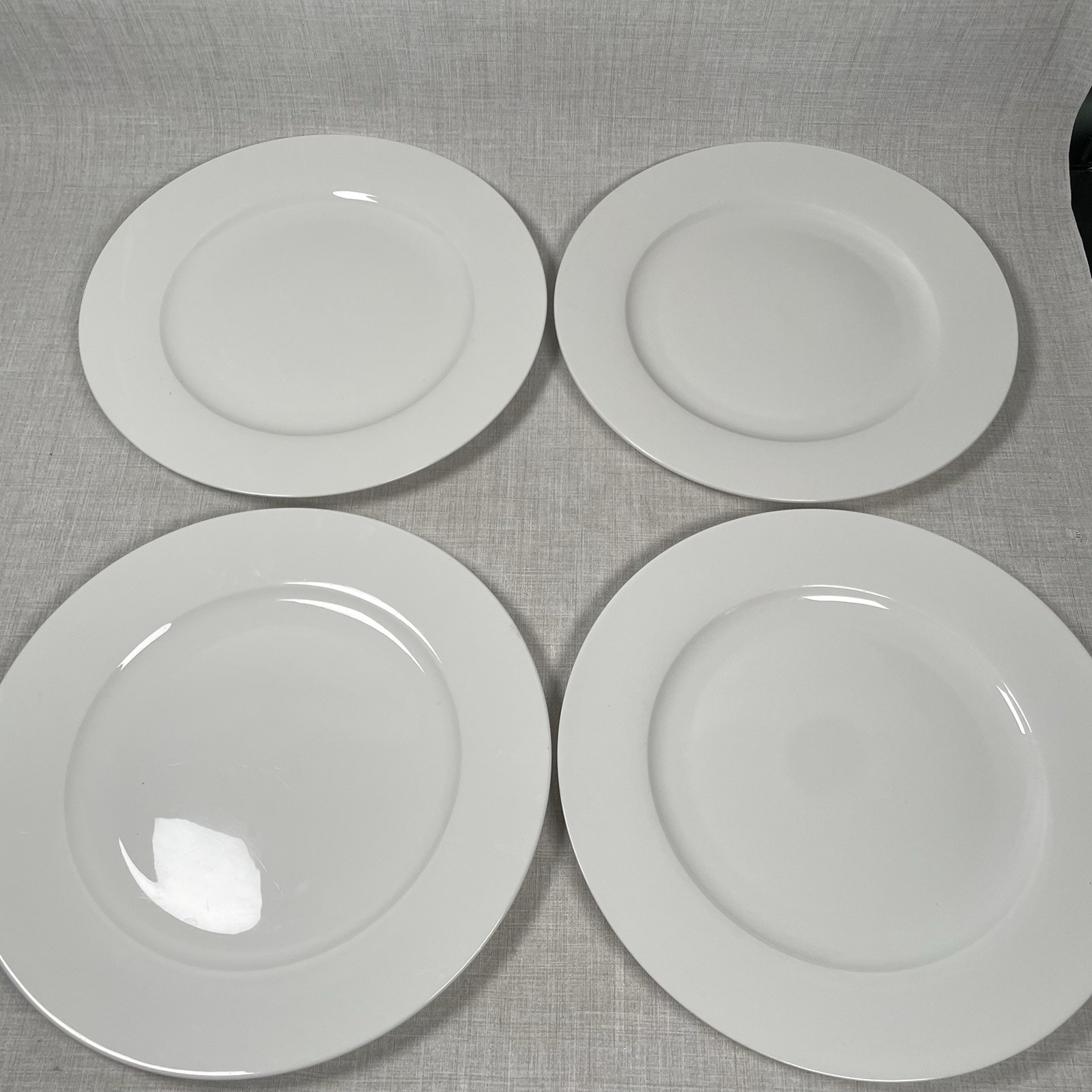 Godinger Elegant Dining Bone China White 11” Dinner Plates Set Of 4