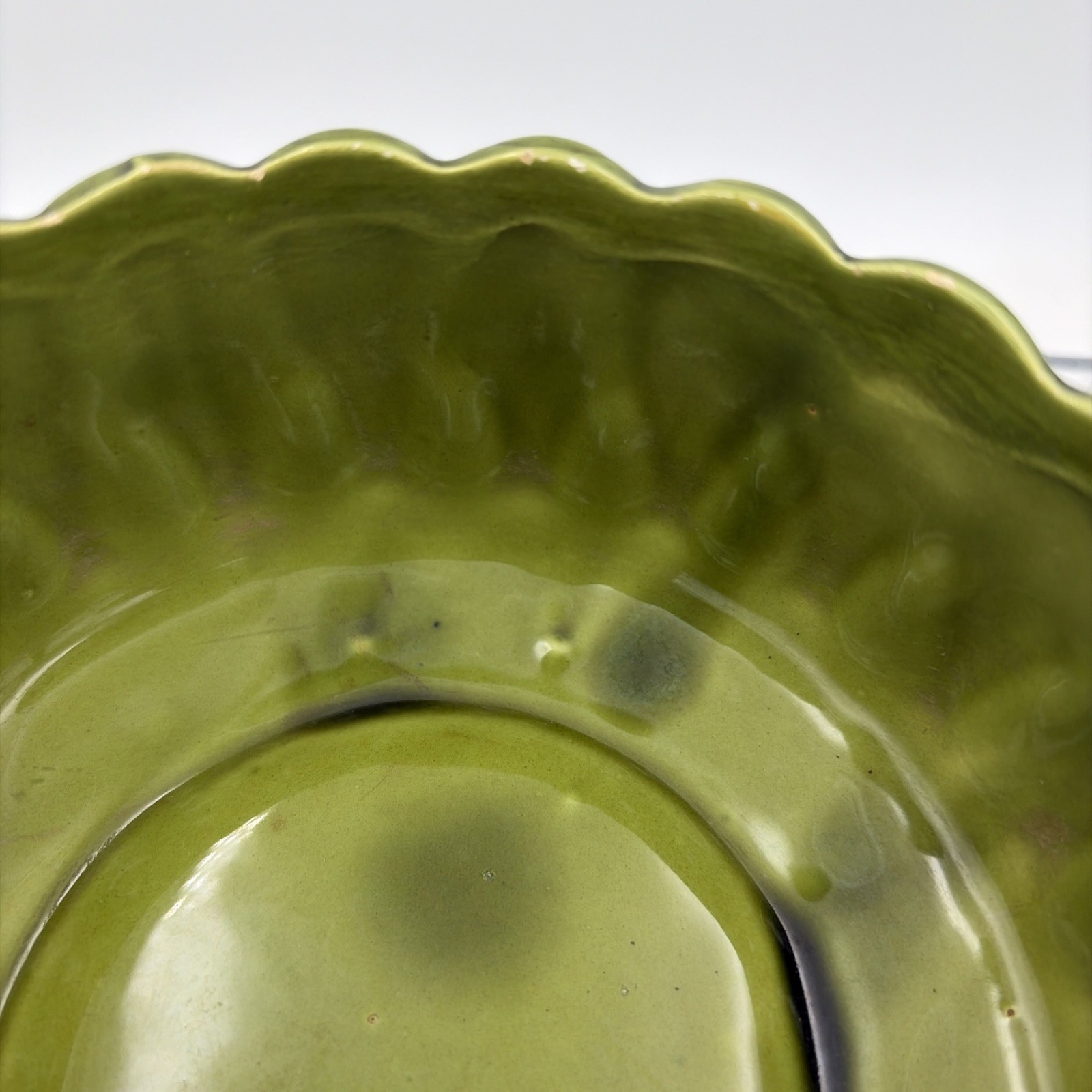 Decorative Olive Green Bowl Made In Japan. 5 1/2 Inches Wide By 2 1/2 Tall.