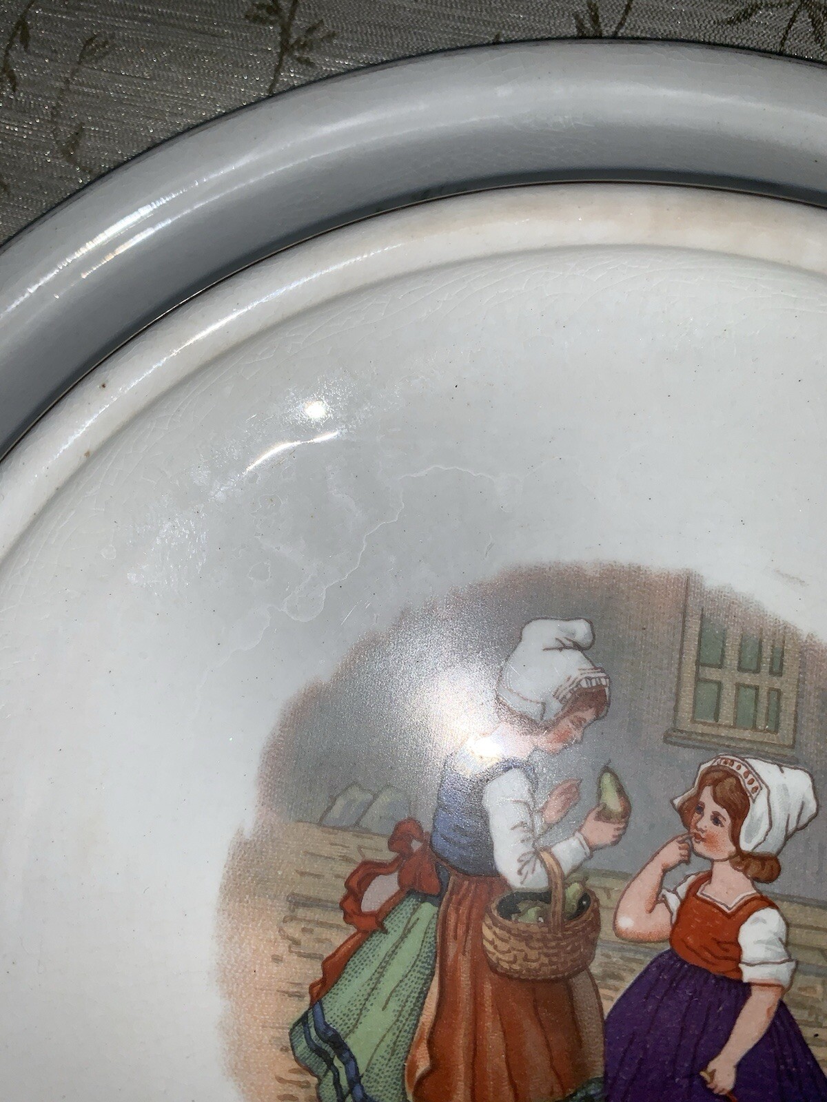 Antique Royal Baby Plate Bowl PAT. U.S. FEB 7, 1905 Two Dutch Girls Vintage