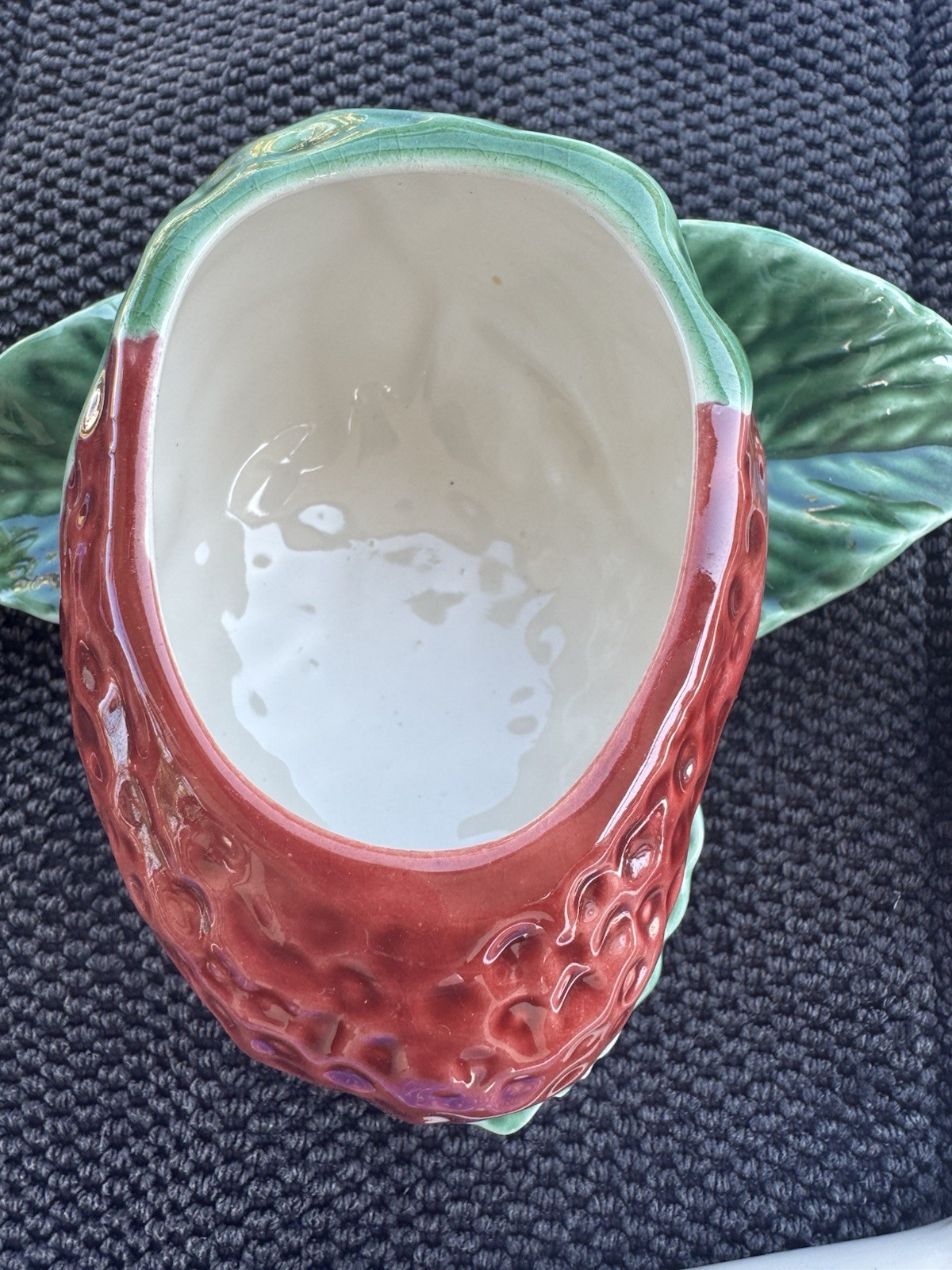 VTG Bordallo Pinheiro Majolica Strawberry Condiment Dish-Lid, Spoon