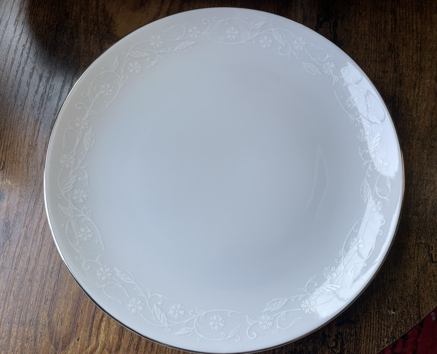 12 Japan Fine China , Bridal Lace Salad / Cake Plate, 7.5” Silver Trim MCM Set