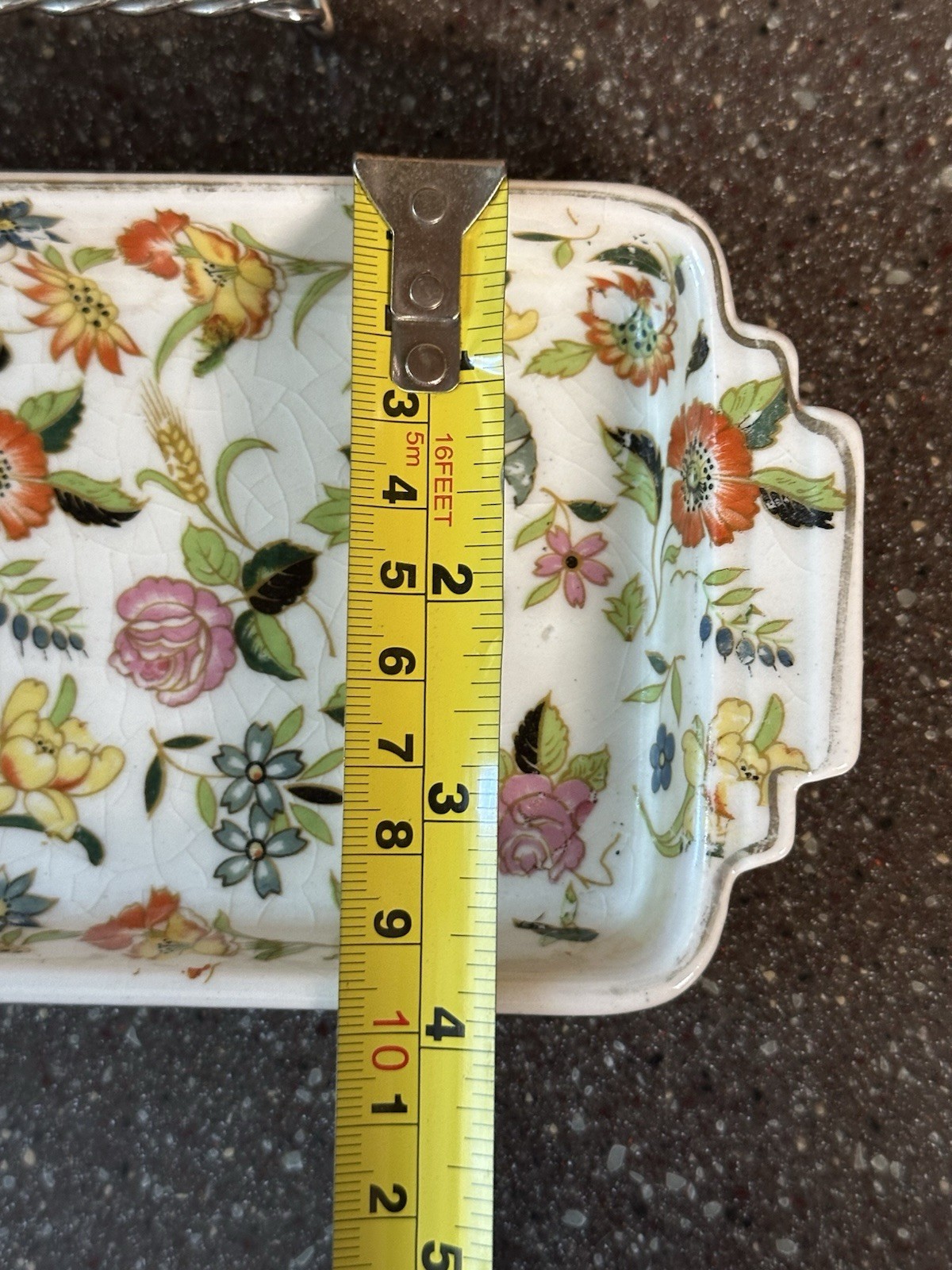 Vintage Japan Chintzware Rectangular Tray Floral Porcelain Trinket Vanity Dish