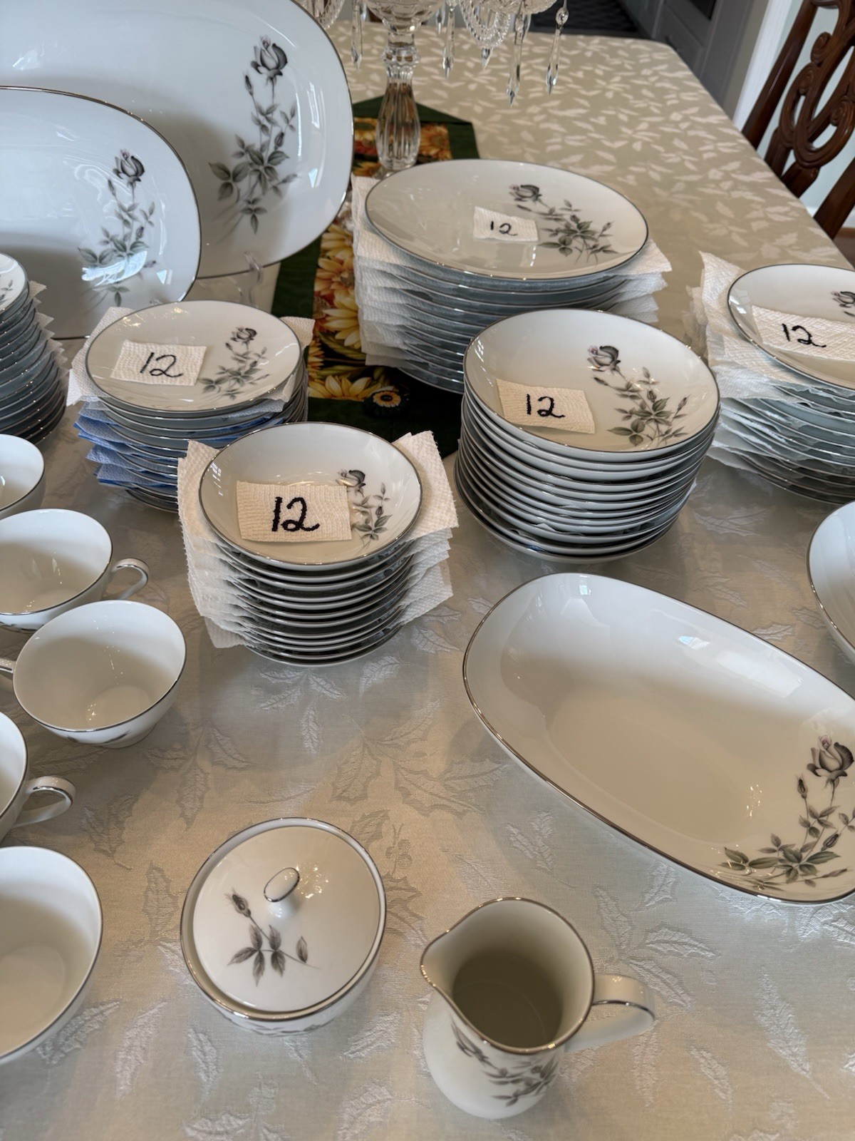 Noritake China Set JANETTE 6604 Service For 12 with Serving Pieces – EUC – 7pc